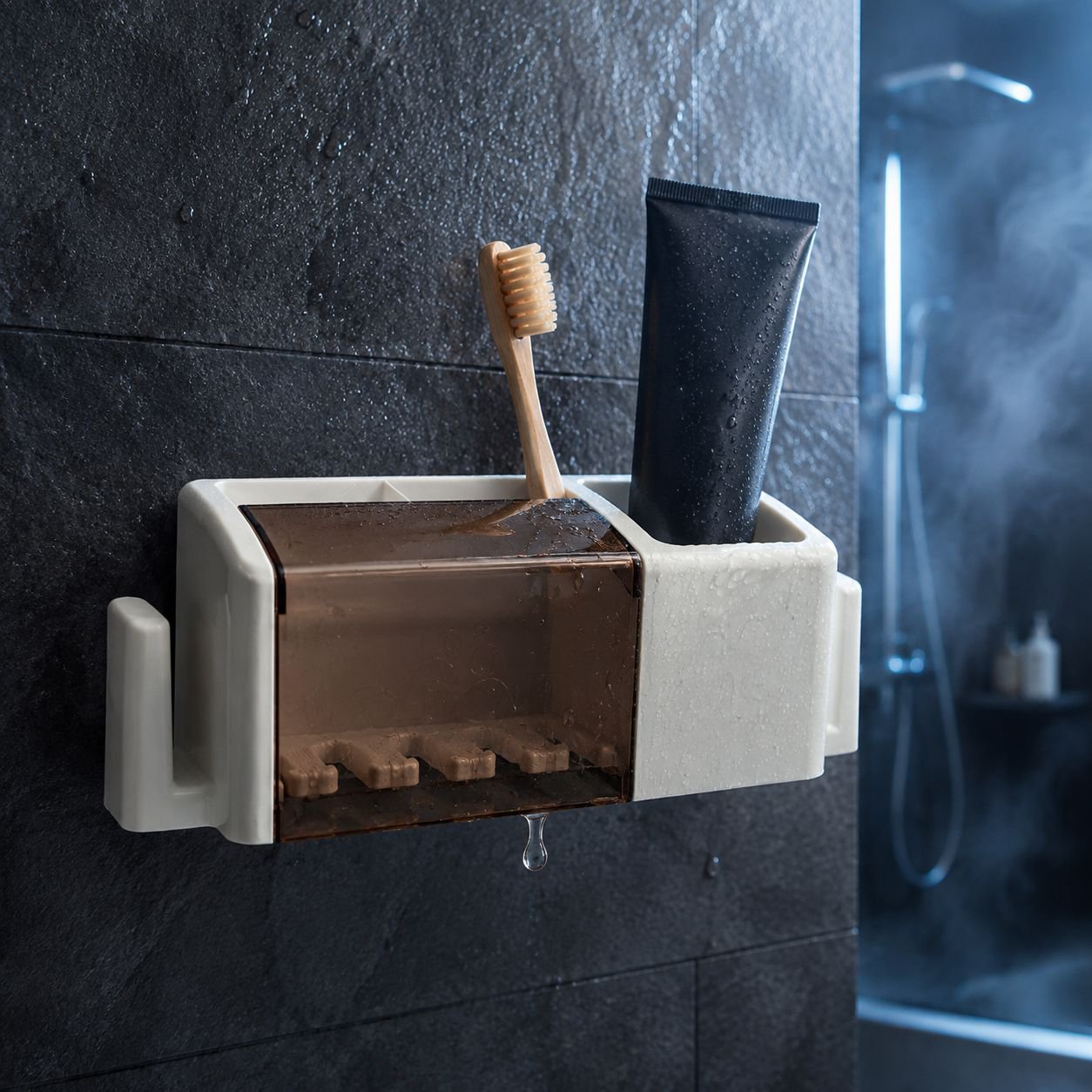 Wall-mounted electric toothbrush holder for bathroom, no drilling required, wash cup and toothbrush 