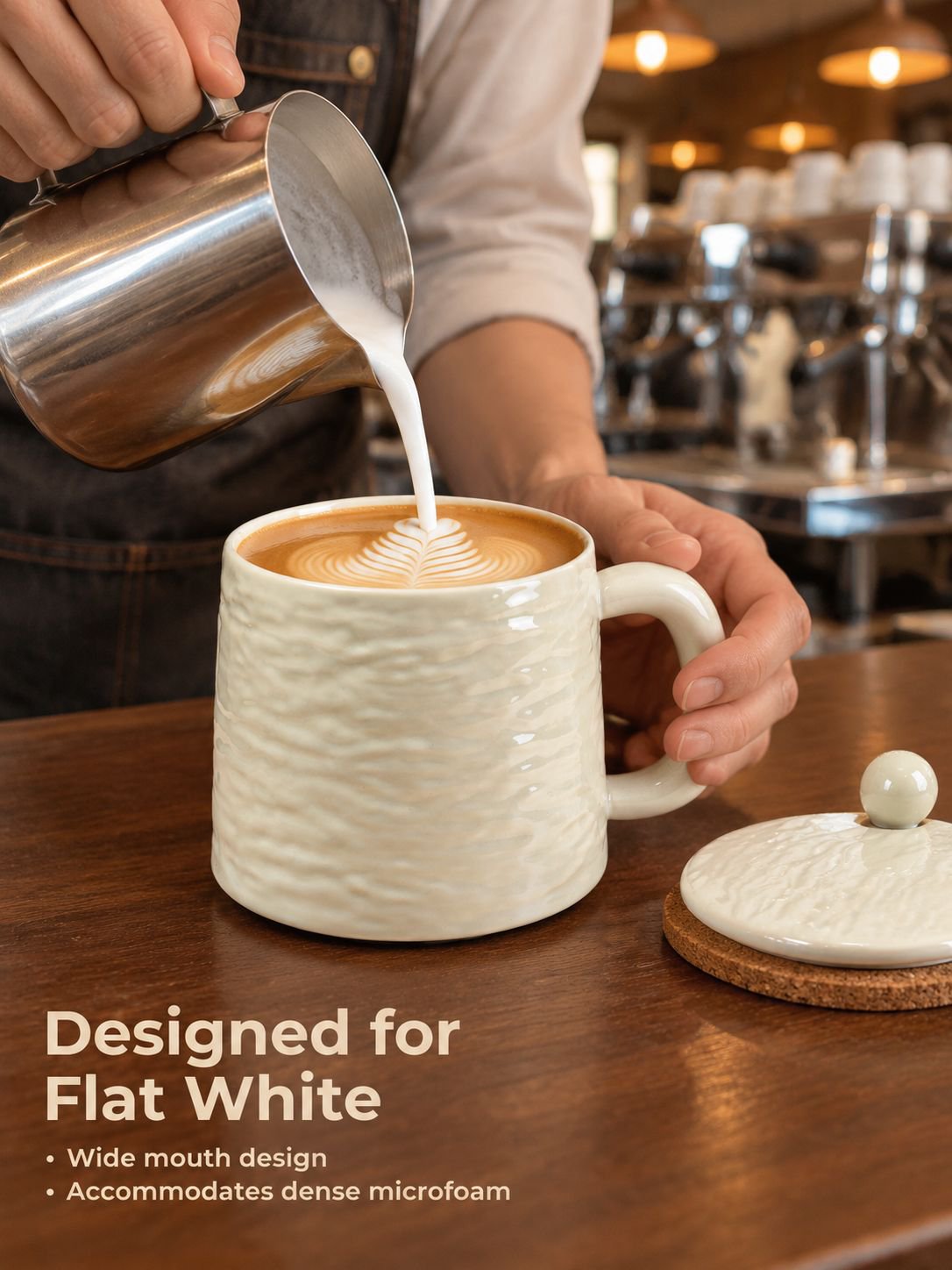 Close-up of durable ceramic material on large coffee mug