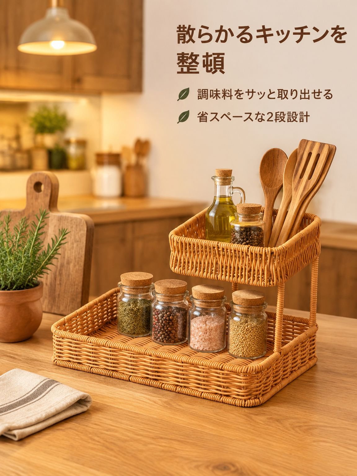 キッチン・バスルーム多機能収納バスケット