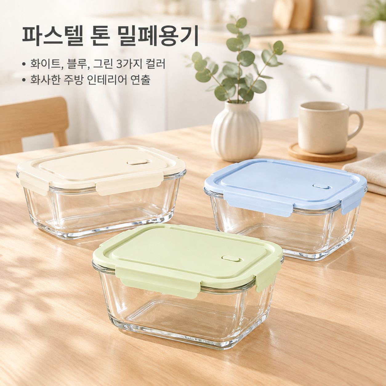 피클·절임 채소용 대용량 밀폐 보관 용기 (뚜껑 포함)