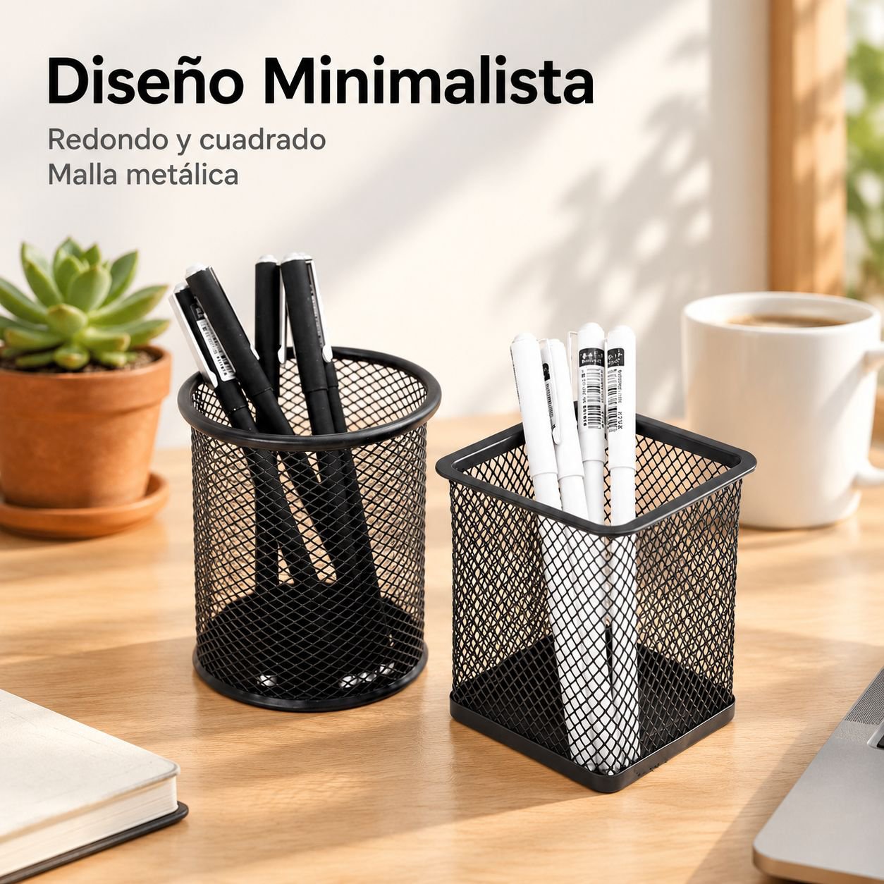 Organizador Redondo de Metal para Escritorio Escolar