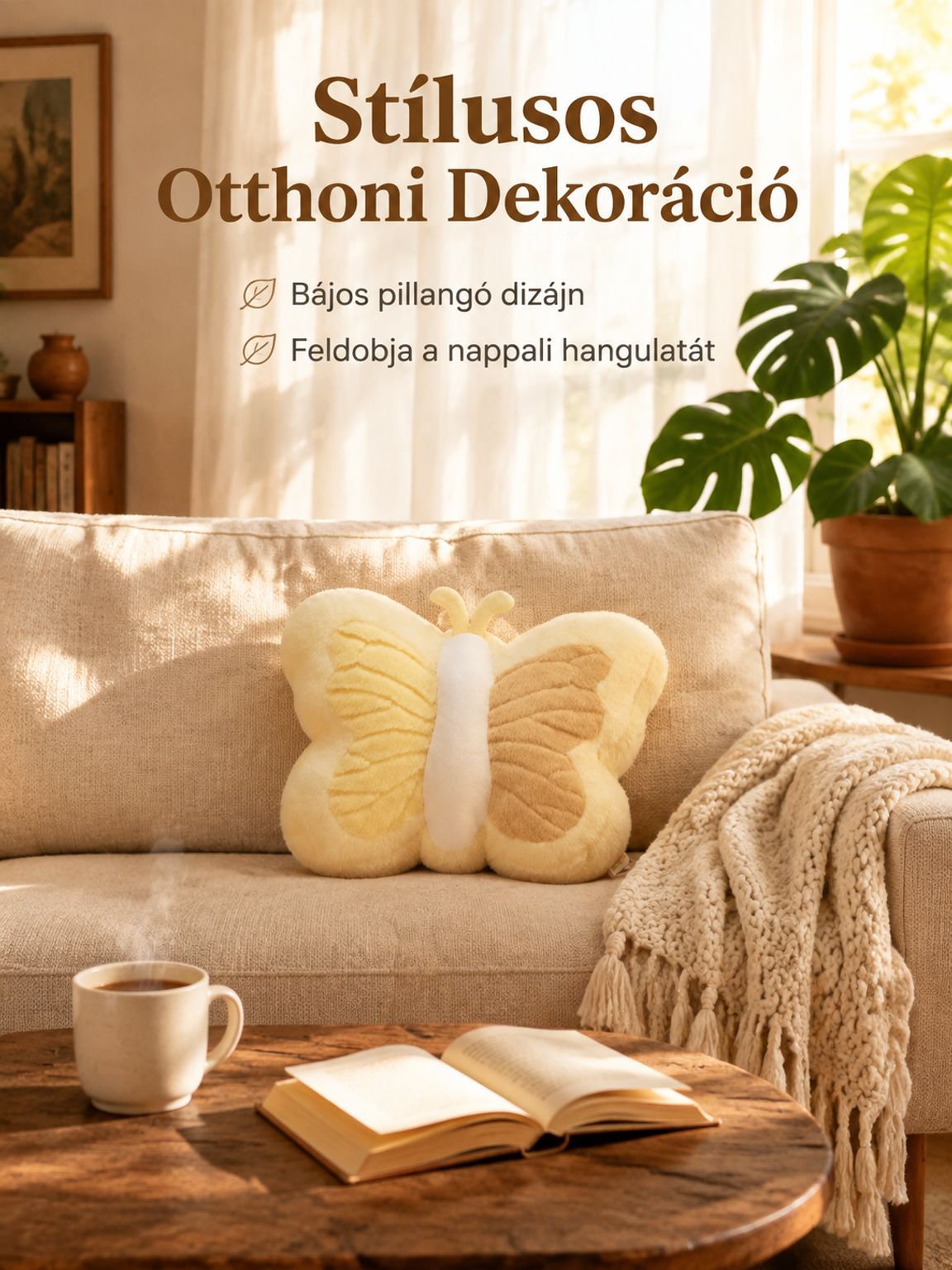 Kényelmes, pillangó alakú ölelőpárna