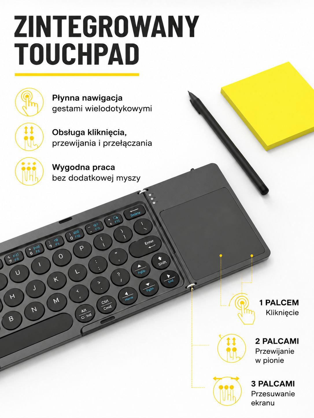 Składana bezprzewodowa klawiatura Bluetooth w trakcie użytkowania