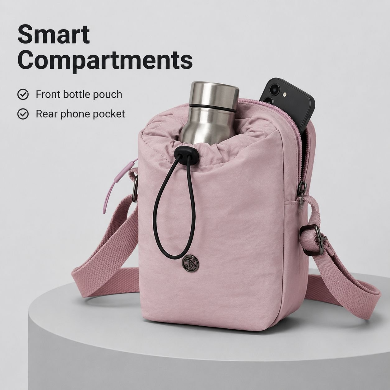 Casual Travel Water Bottle Bag for Women, Nylon Portable Phone Crossbody Mini Fashion Shoulder Bag