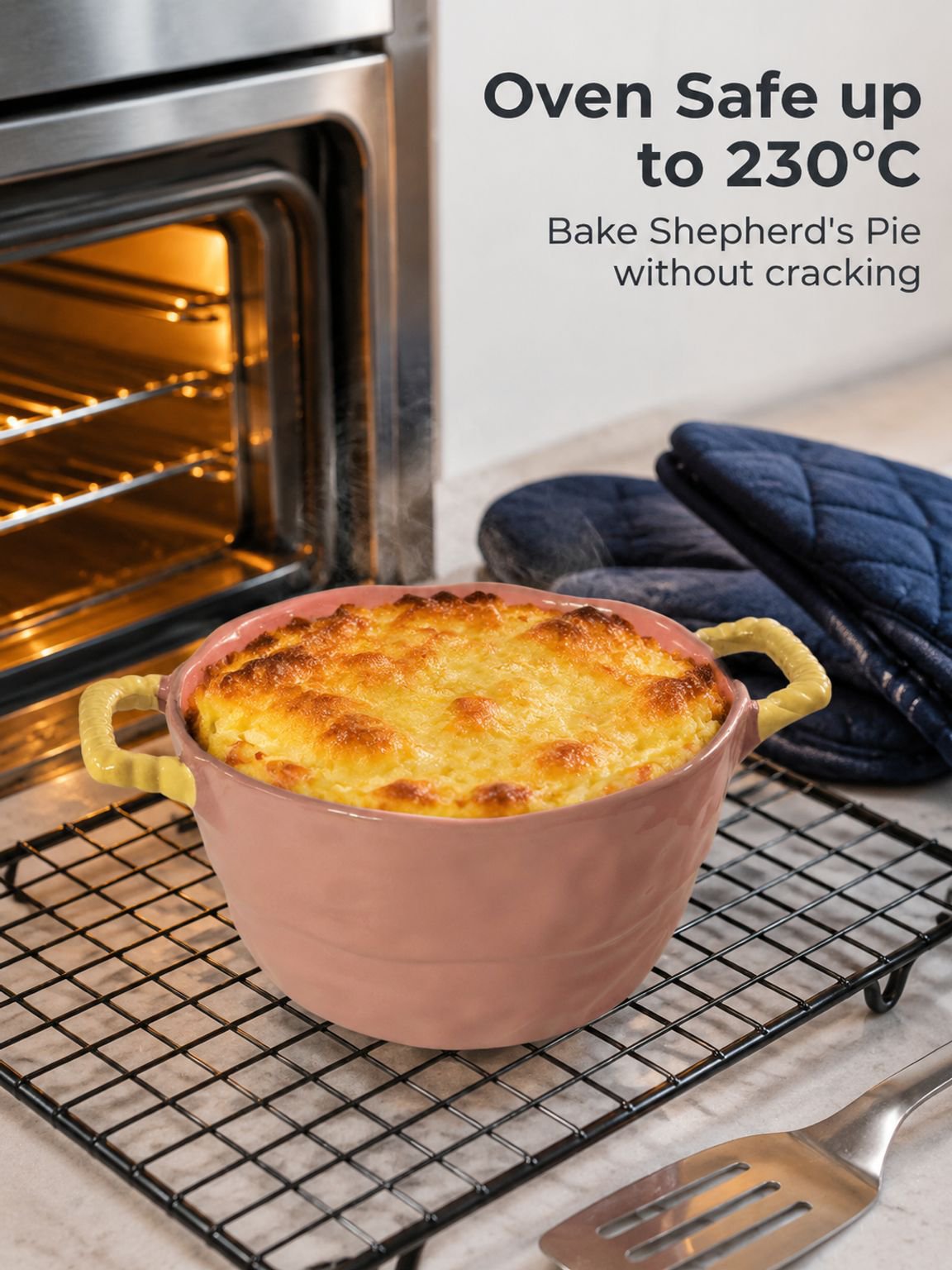 Ceramic soup bowl with double handles for easy carrying