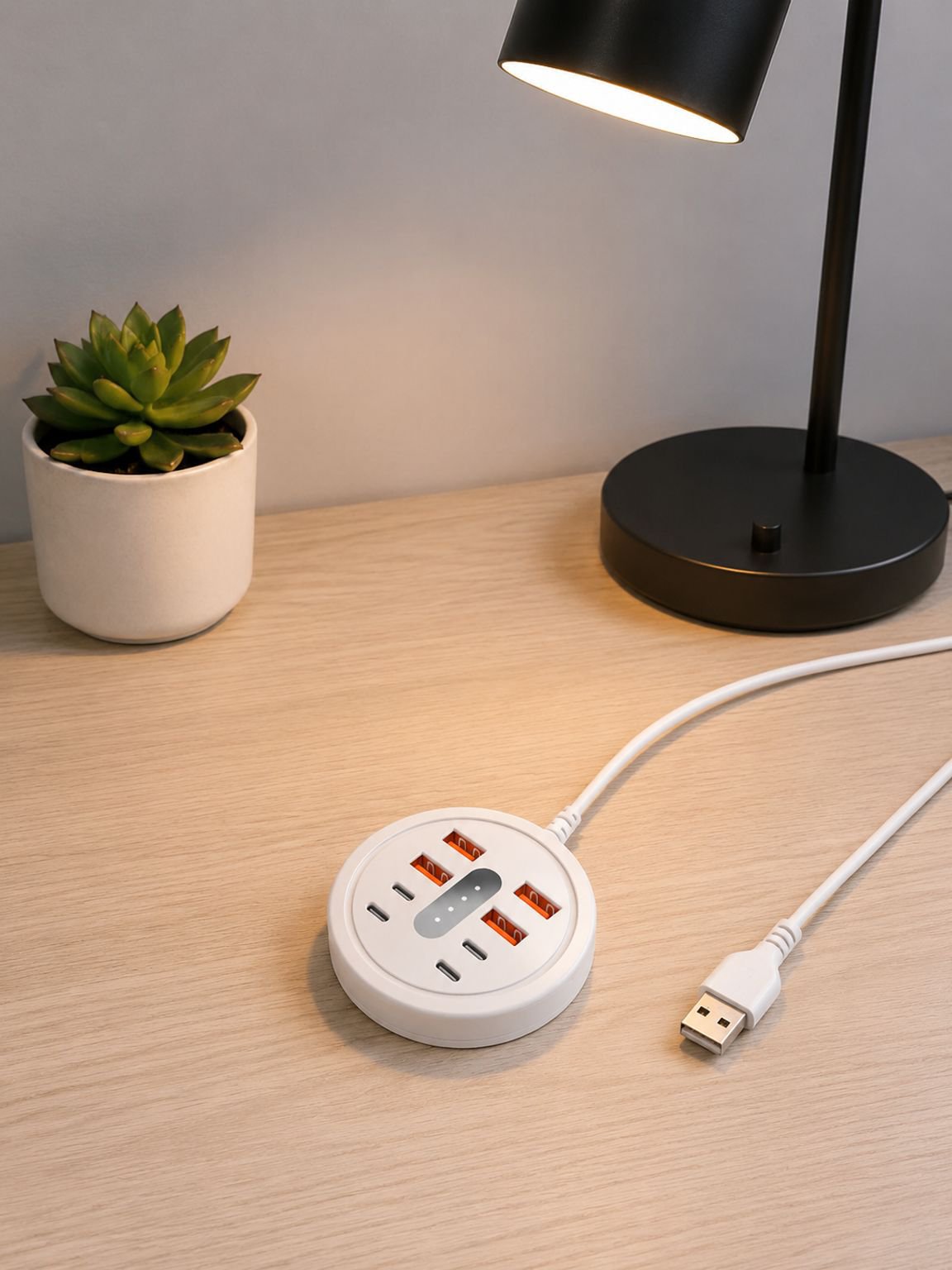 Circular 8-in-1 Portable Multi-Port Dock with USB + Type-C Fast Charging Phone Adapter Power Strip