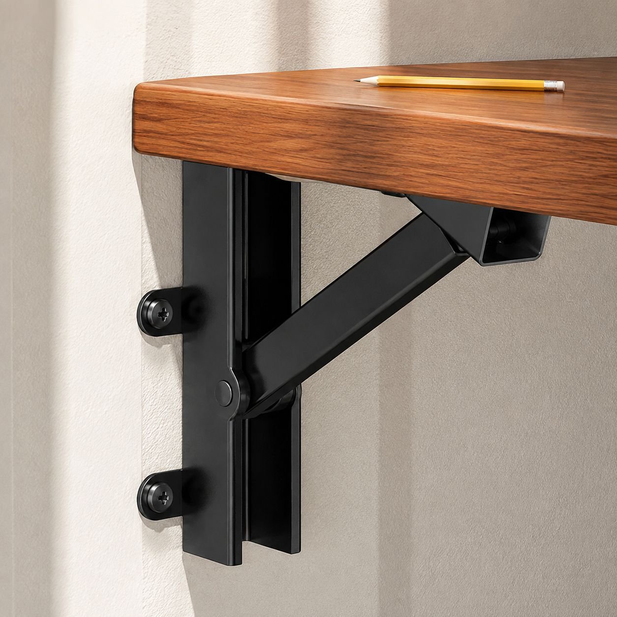 Modern fold-down desk used as a study table