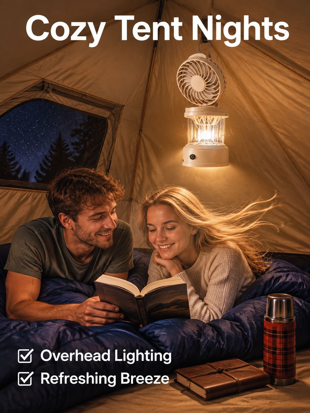 Portable High-Intensity Folding Tent Light Fan Multifunctional Camping Lantern