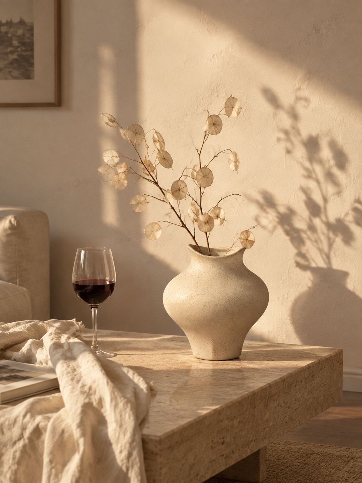 Zoom sur la finition mate et artisanale du vase irrégulier en céramique Misu.