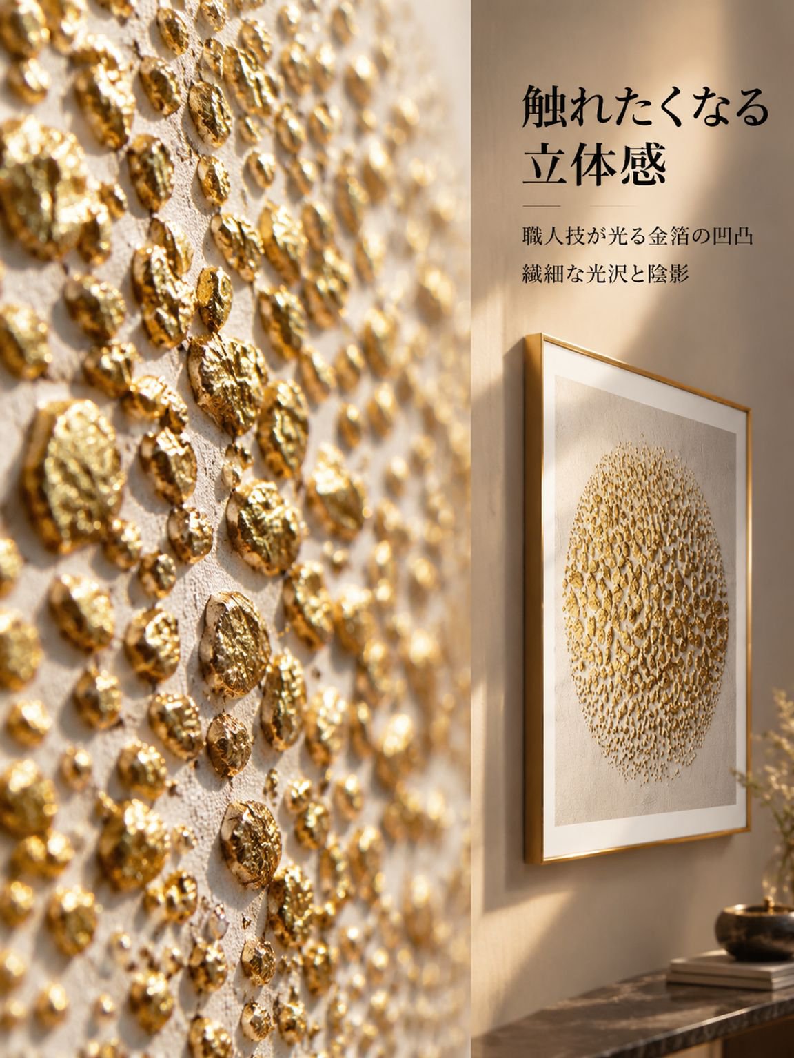 点墨（てんぼく）が輝くゴールドの装飾画