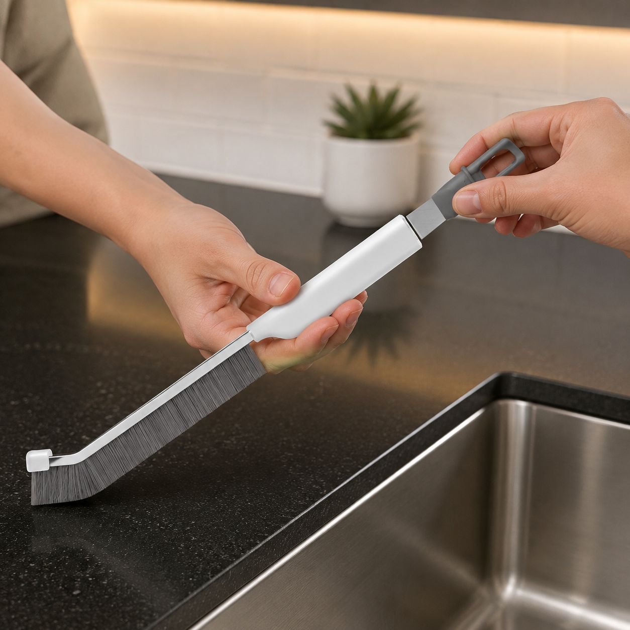 Heavy-duty multi-purpose cleaning brush in use