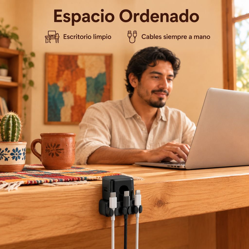 Organizador Magnético de Cables Clips Sujetadores para Cable de Carga y Escritorio