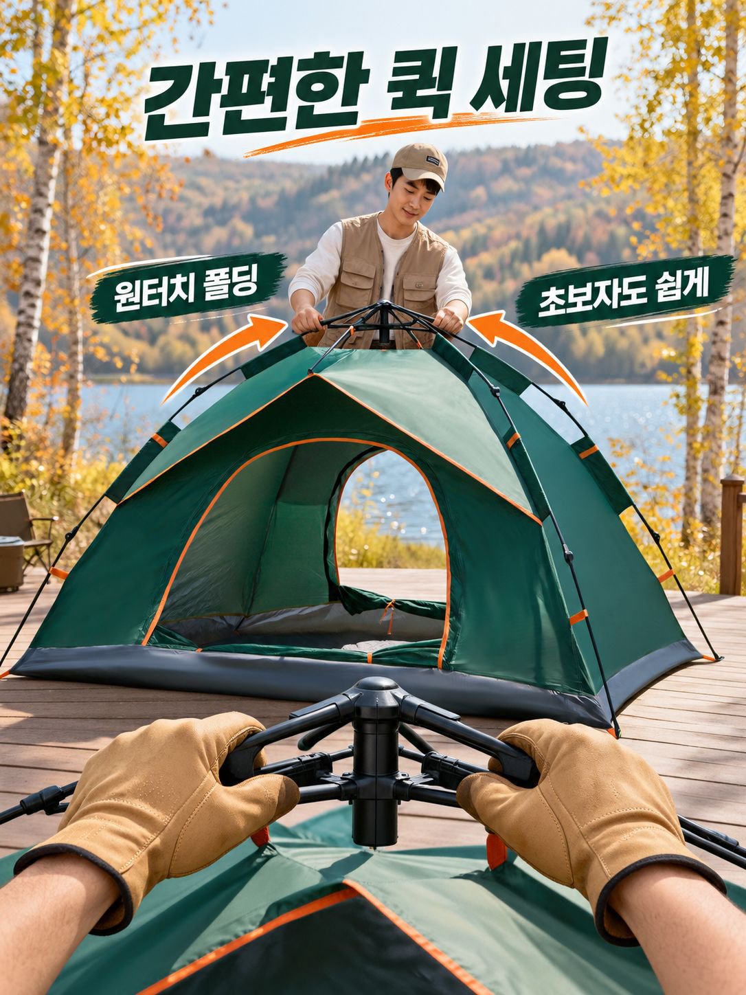 야외 캠핑 비에 강한 내구성 접이식 텐트