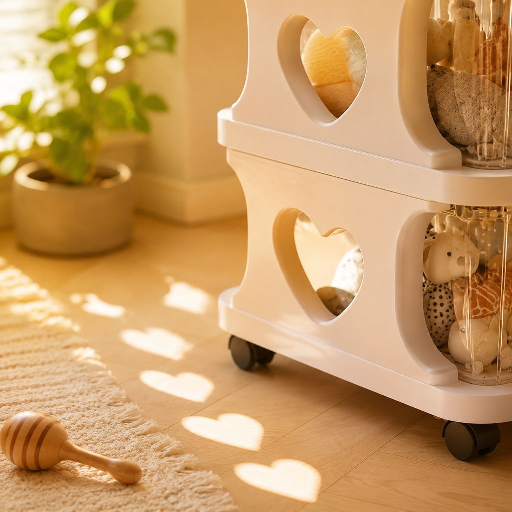 Spacious baby cabinet for organizing diapers and toys