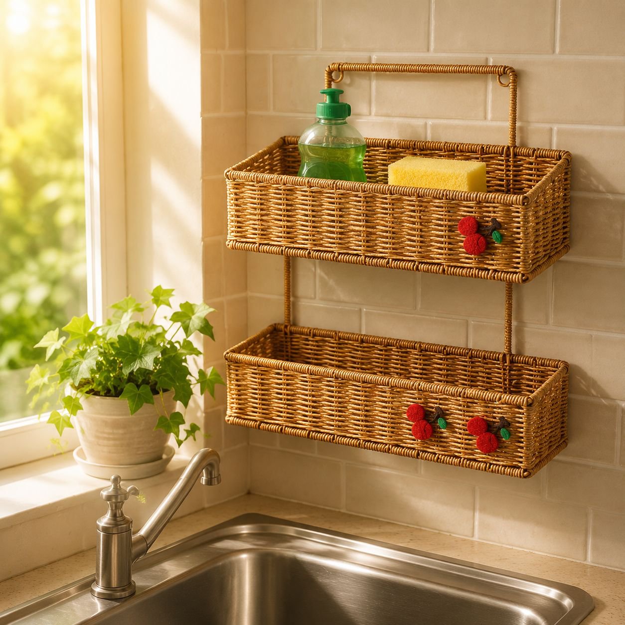 Plastic Storage Basket for Bathroom and Kitchen, Organizer Shelf