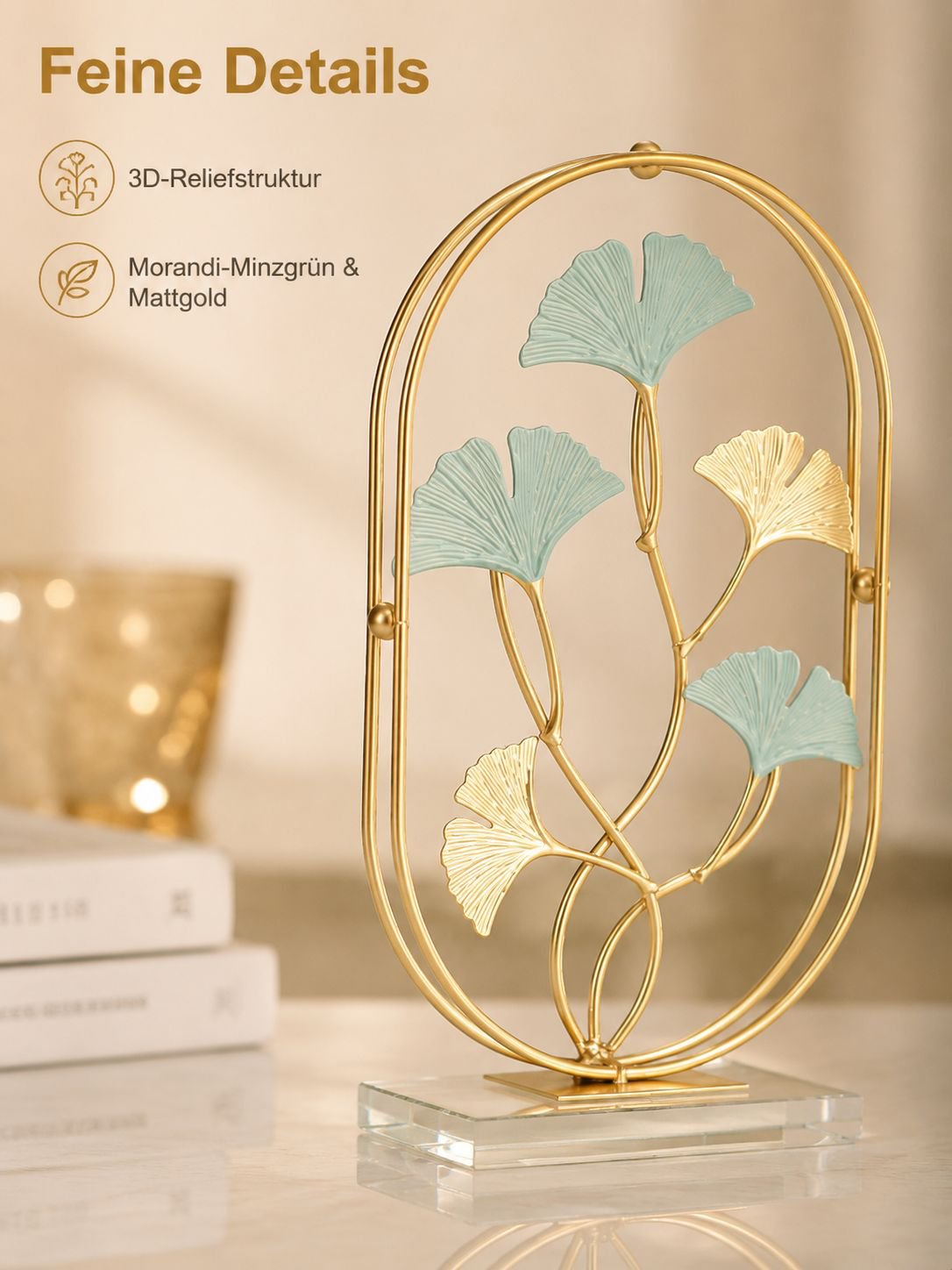 Eisenkunst Ginkgo-Blatt Wanddekoration