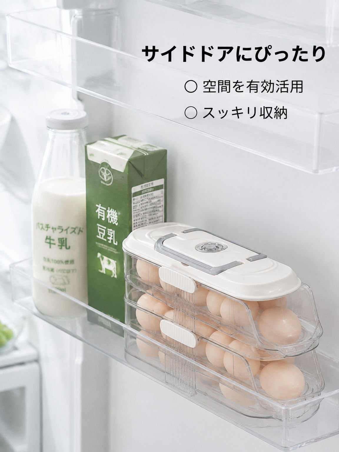 キッチン冷蔵庫多機能サイドドア斜口卵トレイ保存ボックス