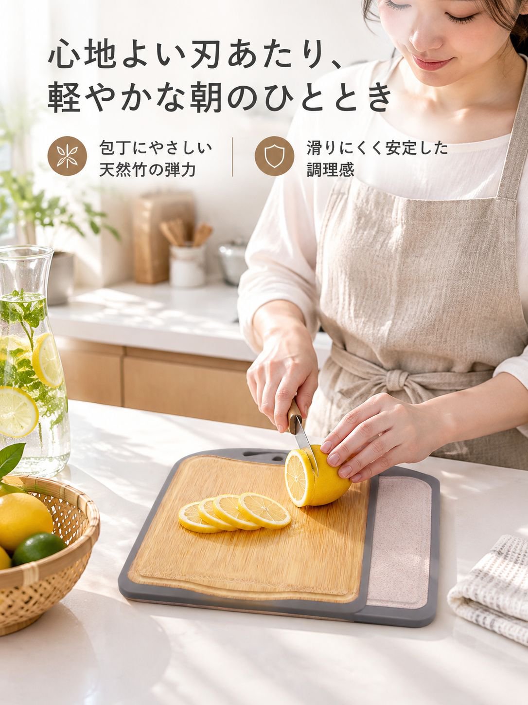 竹一枚板まな板（家庭用・フルーツ用・両面使用可）