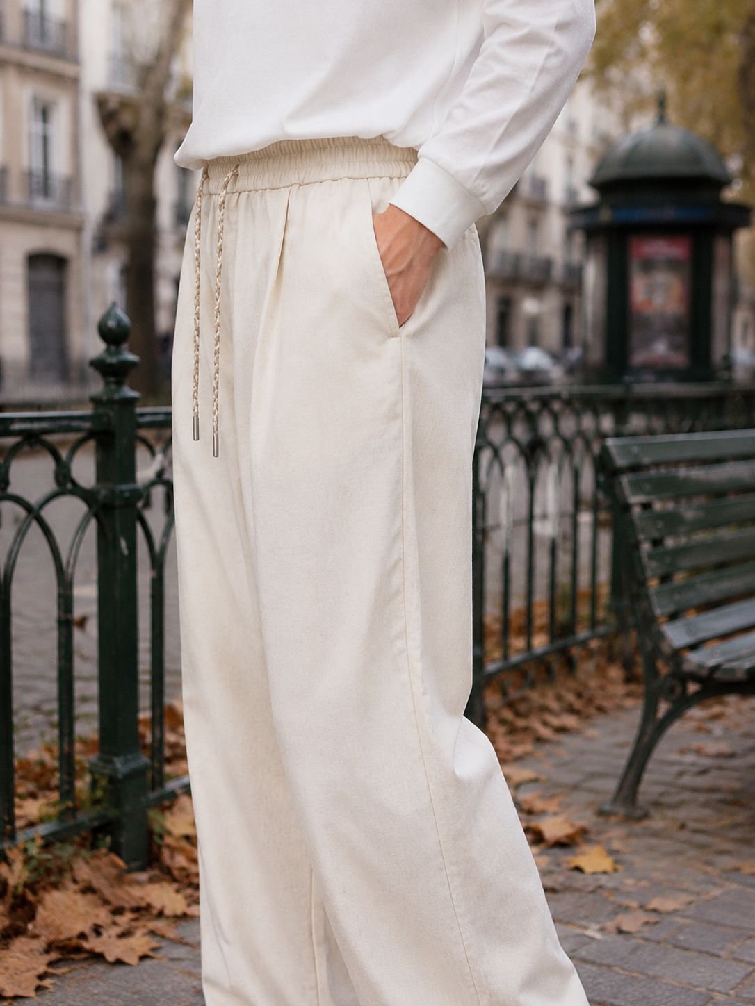 Pantalon mode homme en lin mélangé