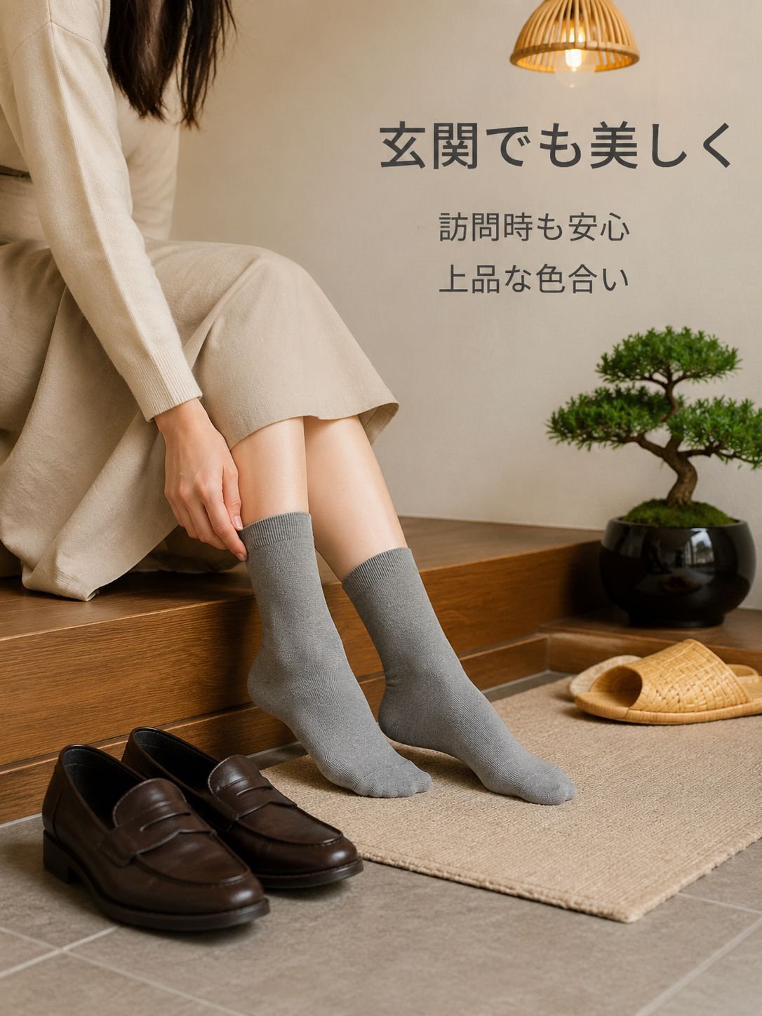 ふくらはぎ丈のひび割れ防止ソックス