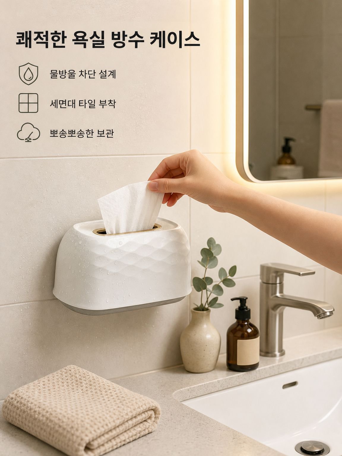 다용도 벽걸이 겸용 휴지함 티슈케이스 경량 럭셔리 가정용 안전소재 다용도