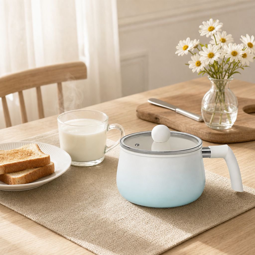 Fluorine-Free Gradient Blue Ceramic Milk Pan