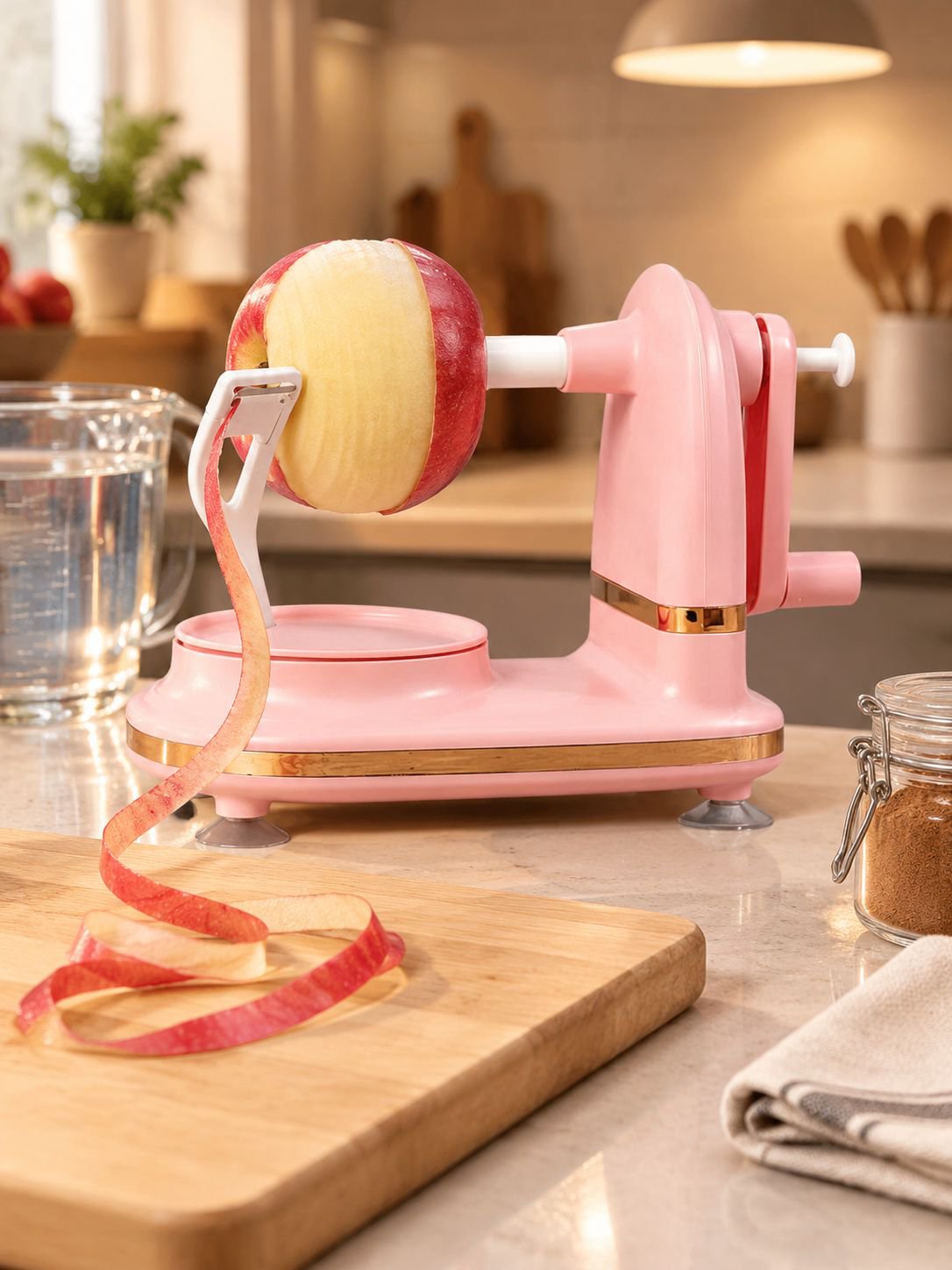 Hand Crank Apple Peeler Quick Fruit Peeling Machine Pink Scraper for Home