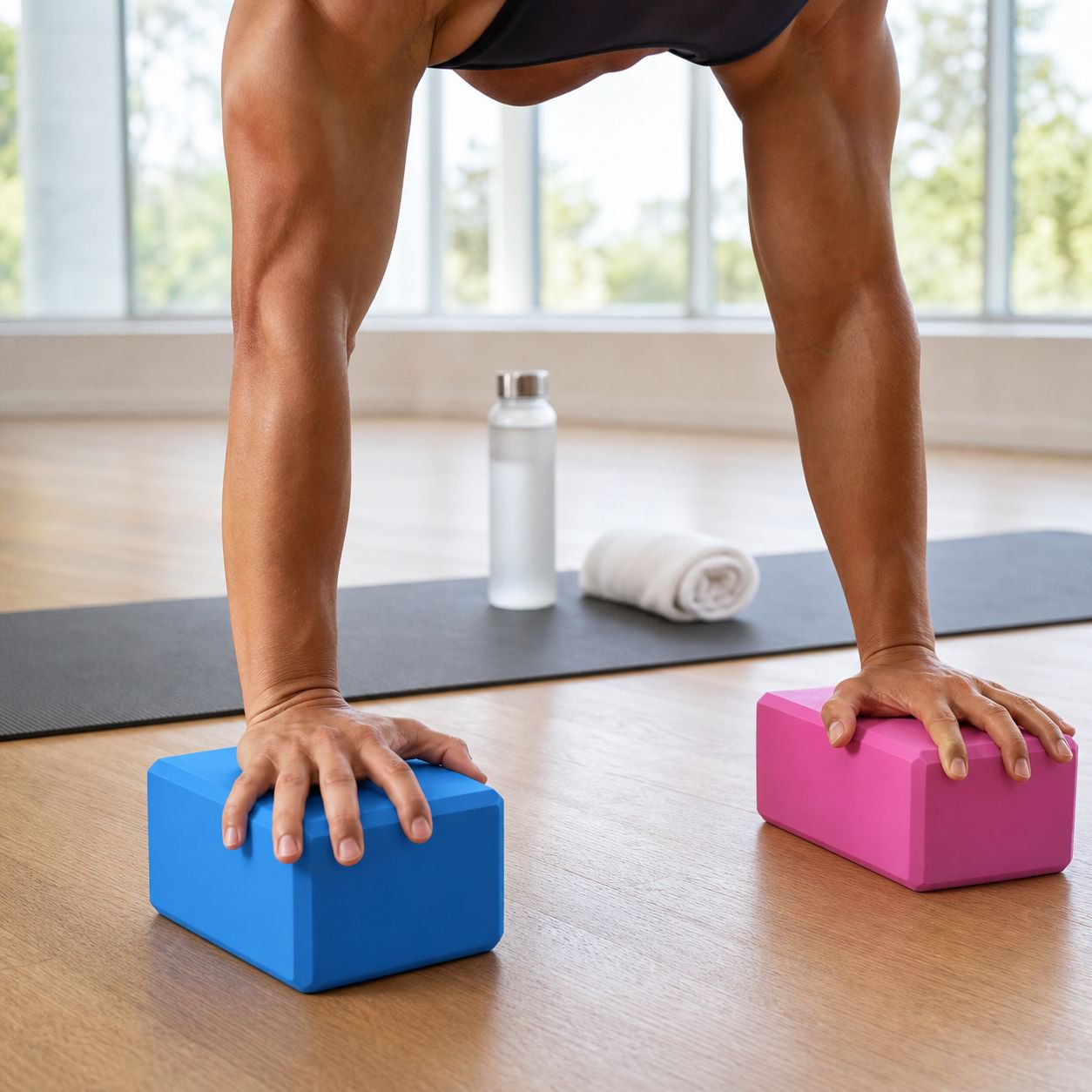 Yoga block set for stretching and flexibility