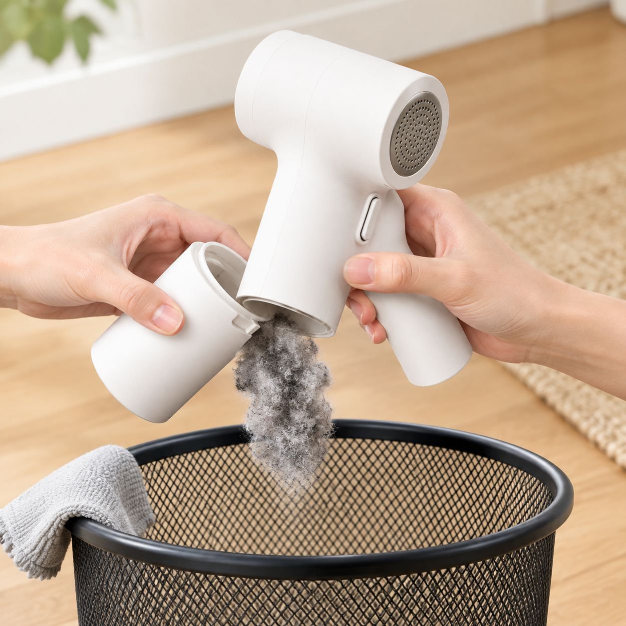 Portable and rechargeable lint remover with ergonomic design