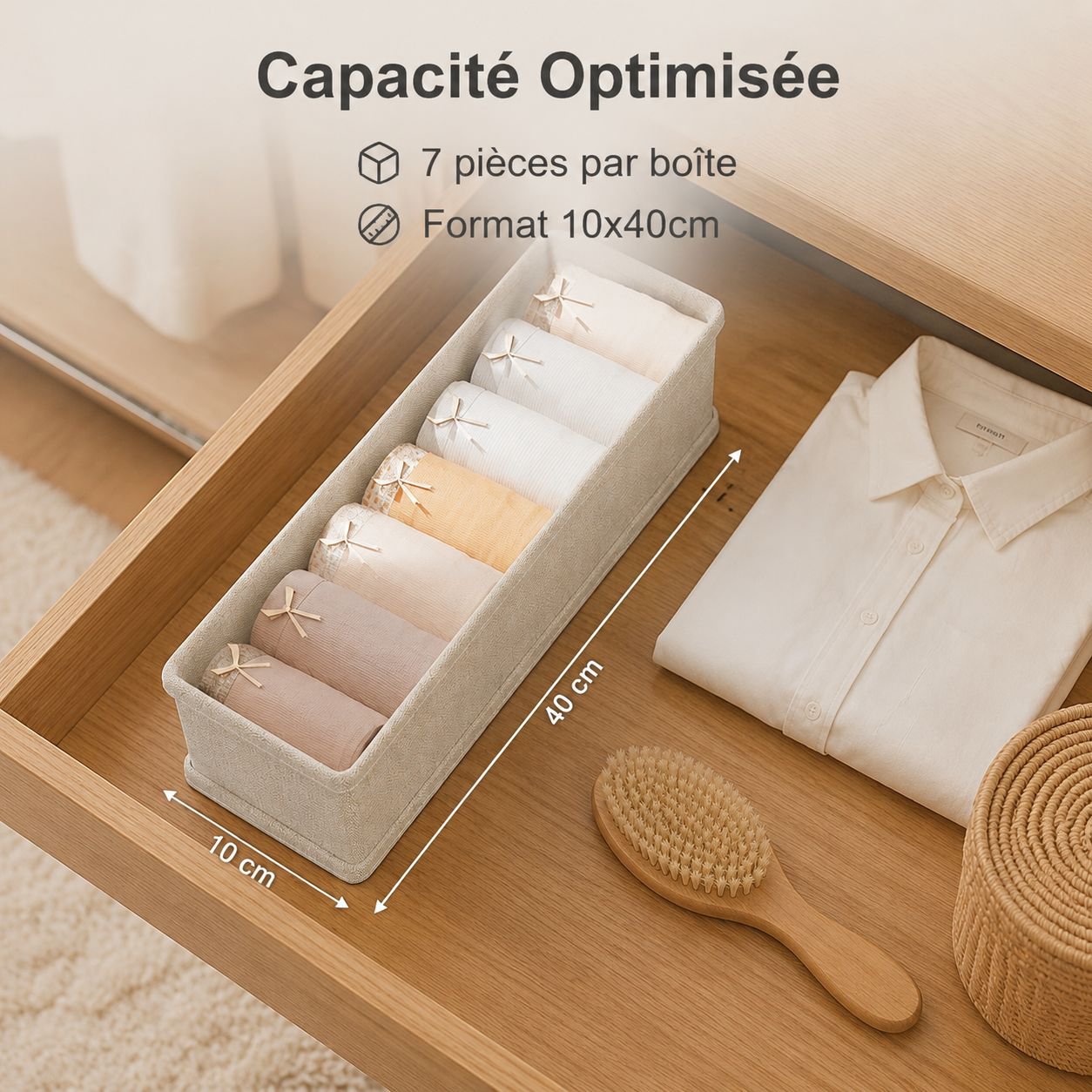 Boîte de rangement compartimentée pour sous-vêtements