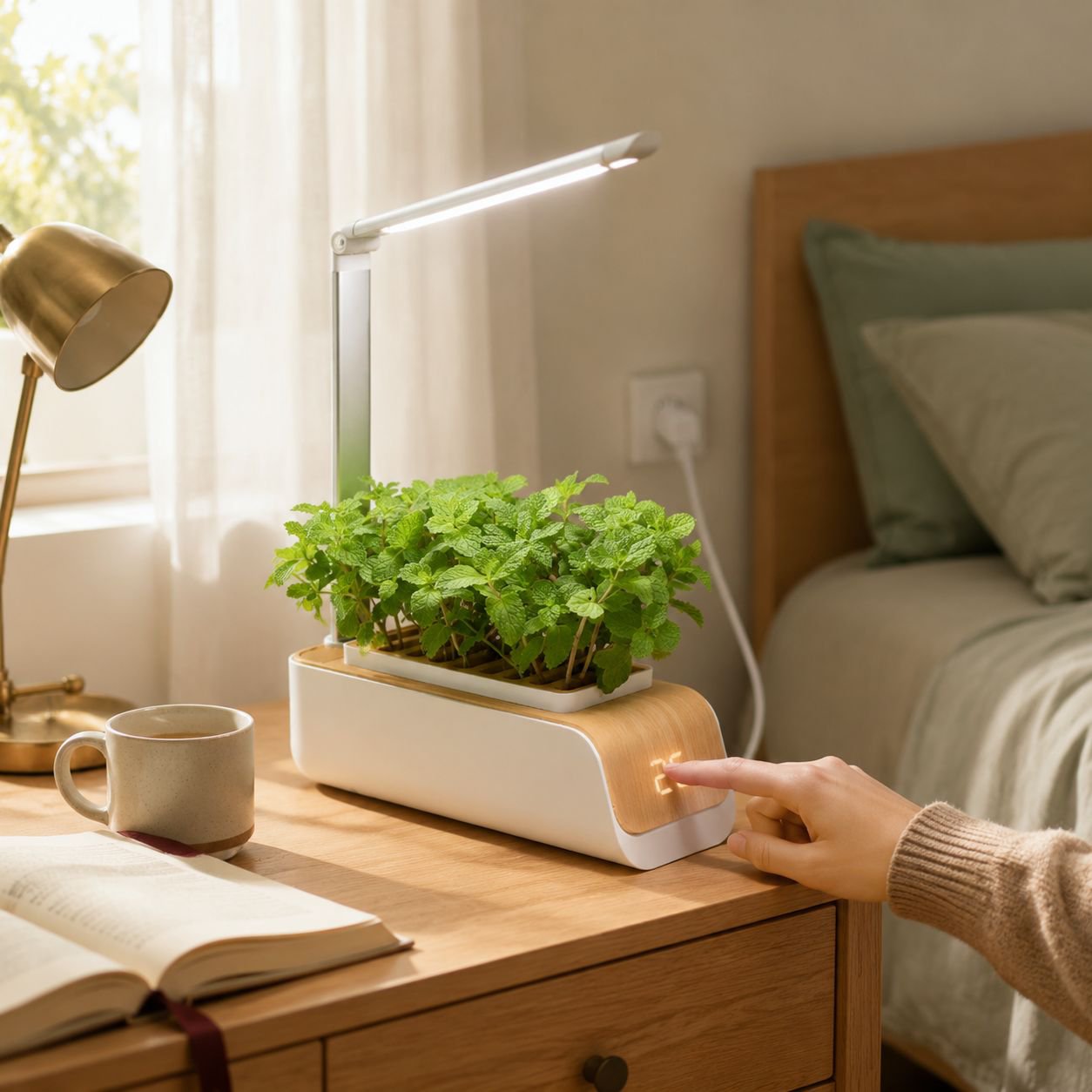 Maceta inteligente con temporizador de iluminación automática