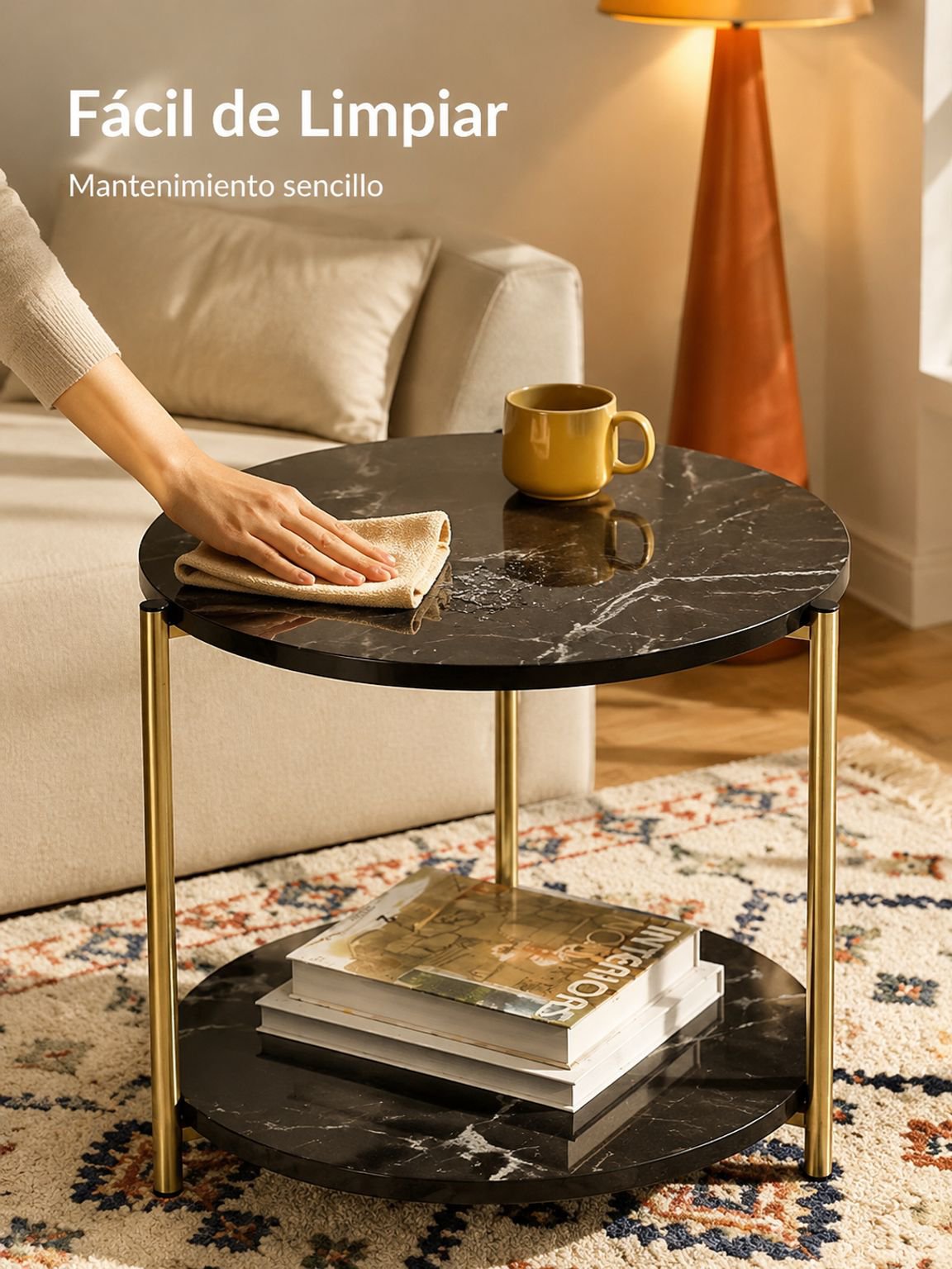 Sofá minimalista, mesa de centro para sala de estar