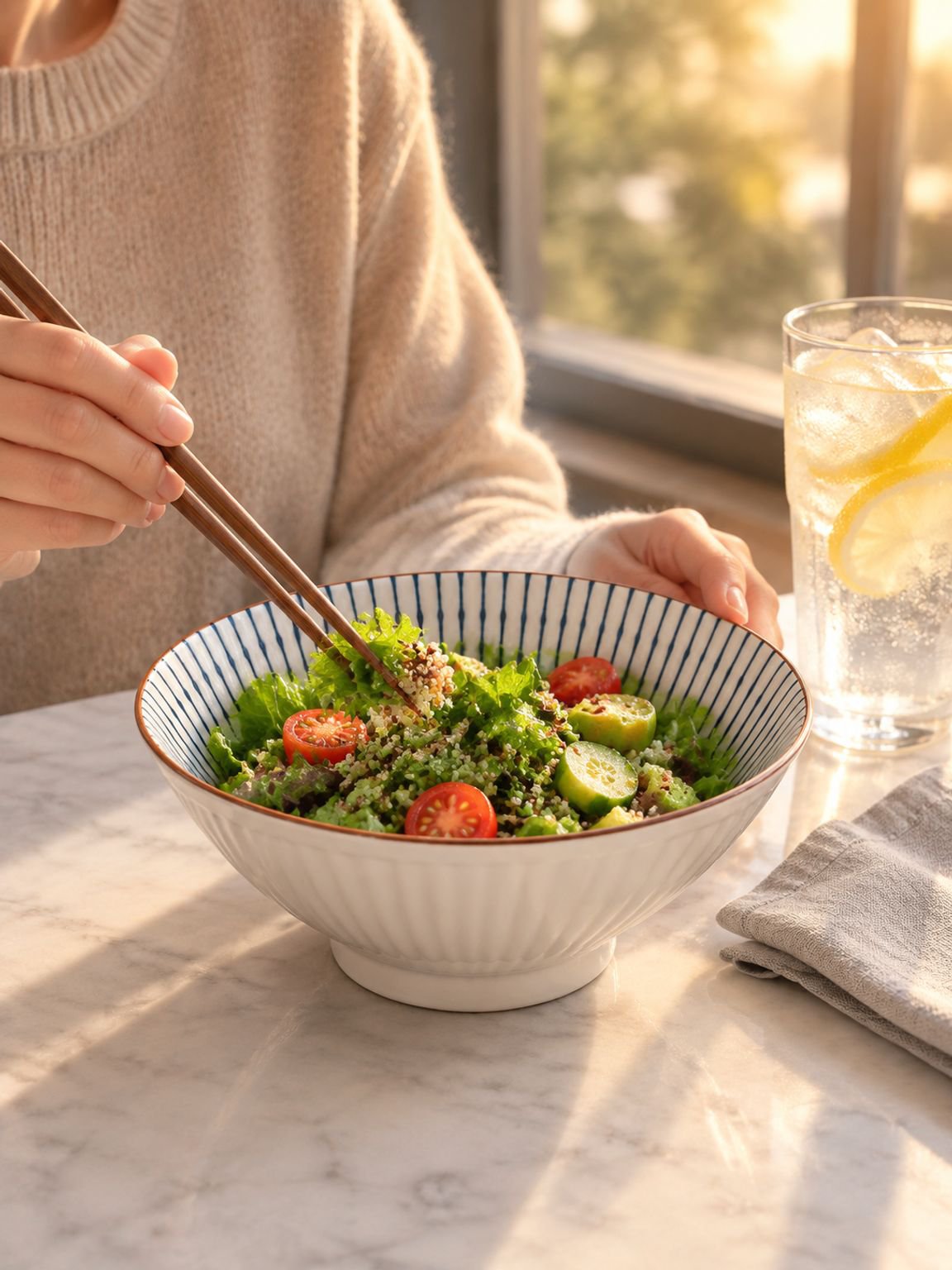 Modern tableware set featuring ceramic rice bowl