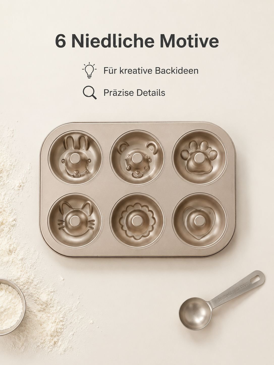 6er Donut Backform mit Muster aus Silikon