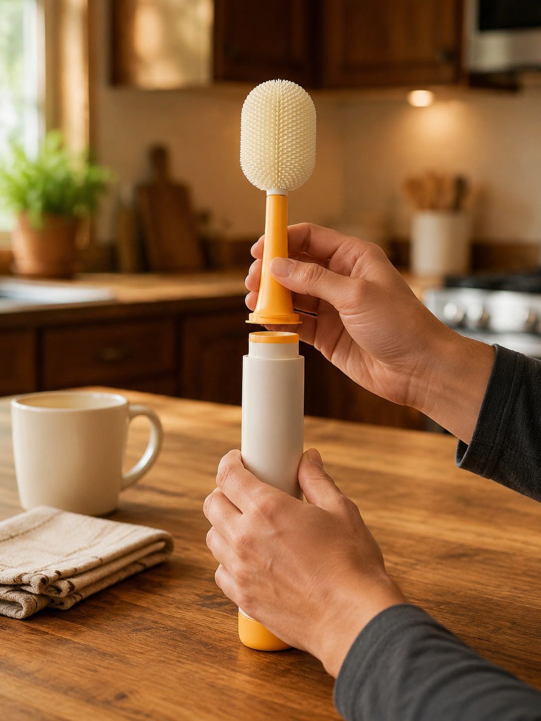 Cepillo limpiador de biberones con mango ergonómico