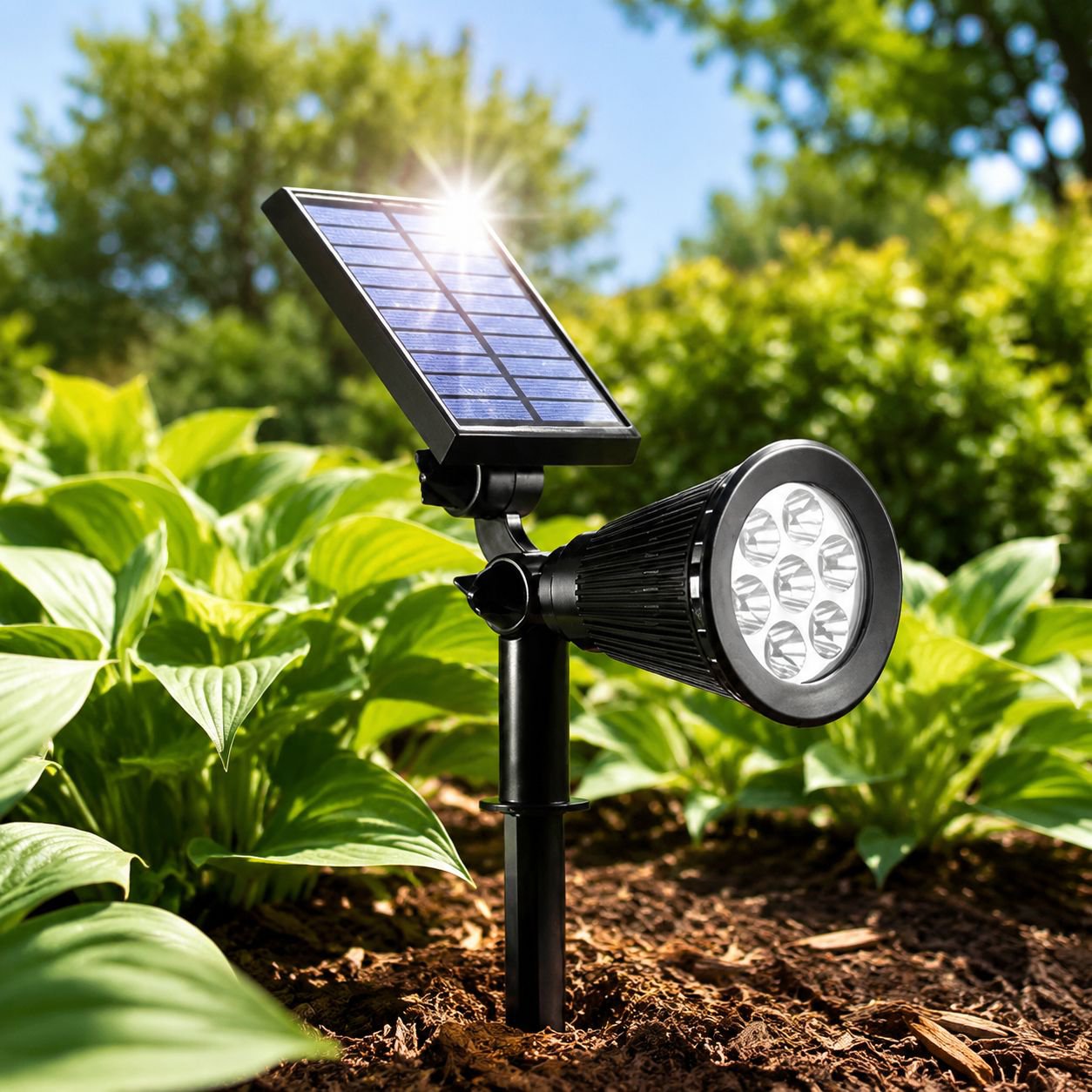 LED solar lawn spotlight with durable waterproof design