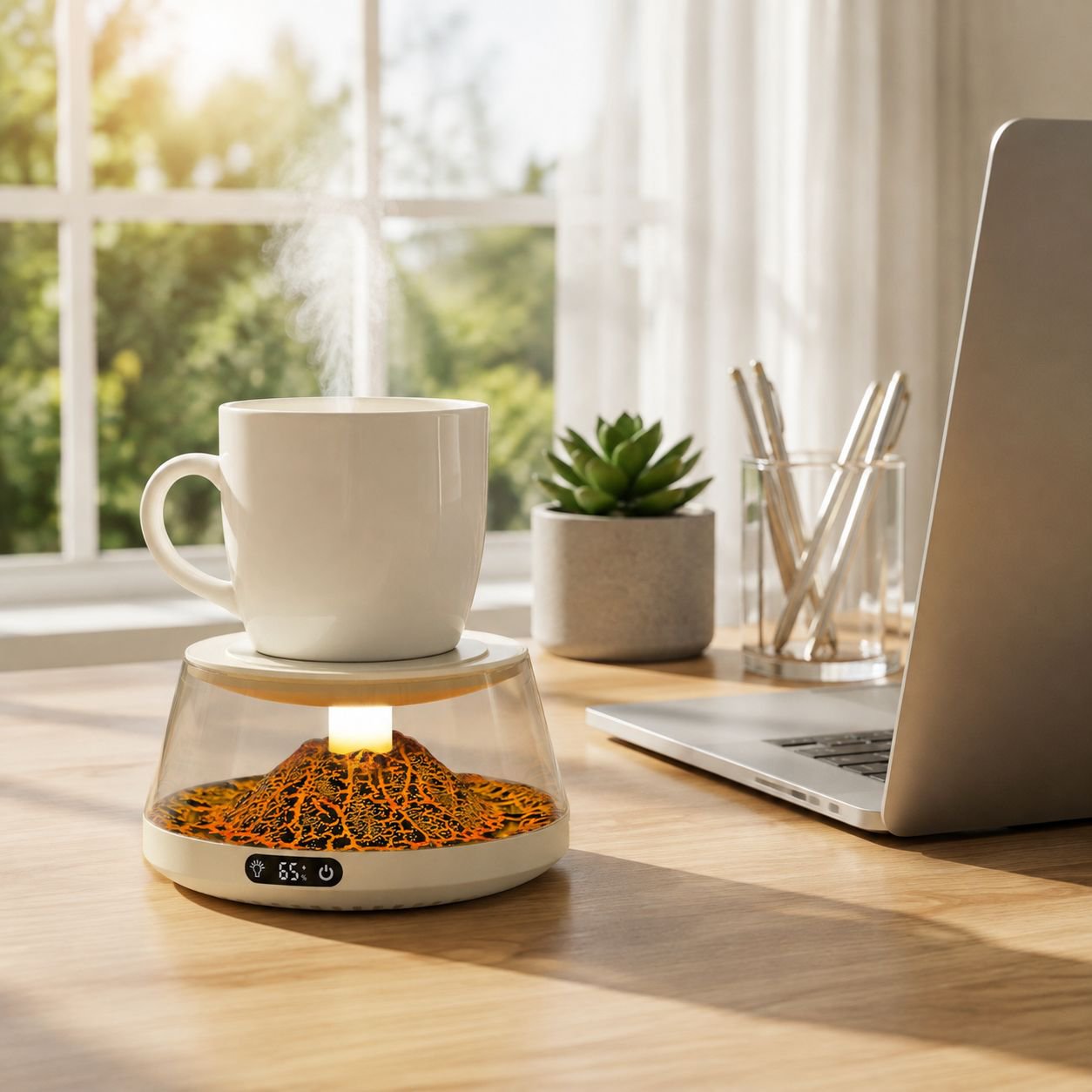 Smart constant temperature cup mat with coffee mug