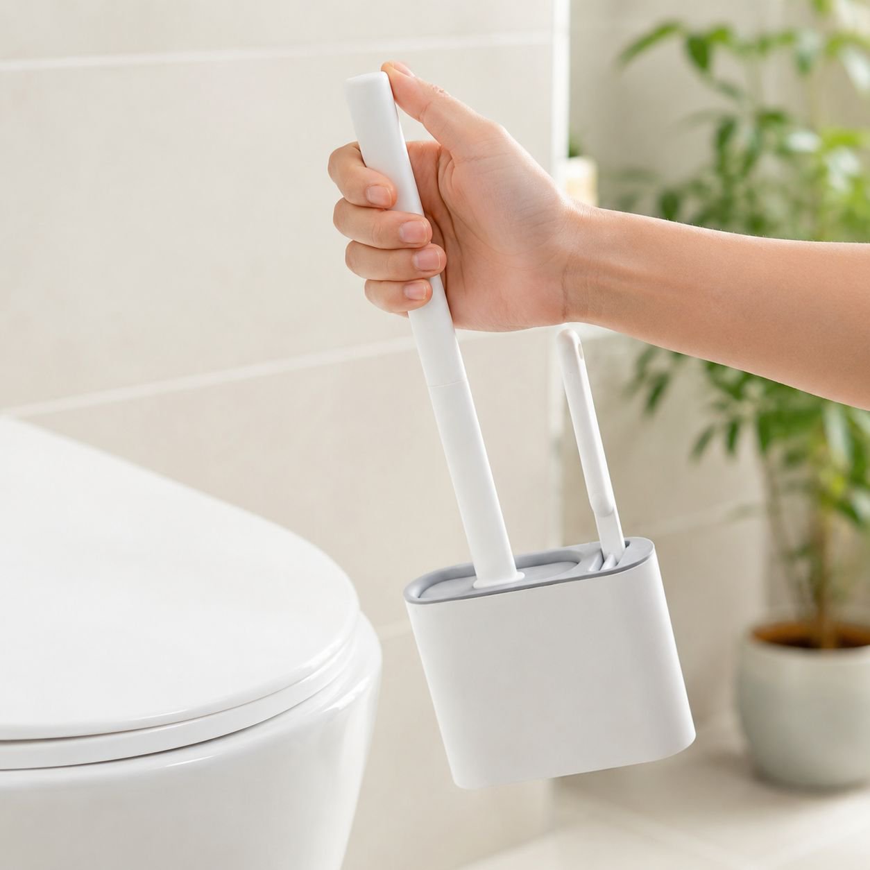 Two toilet brushes and one holder set