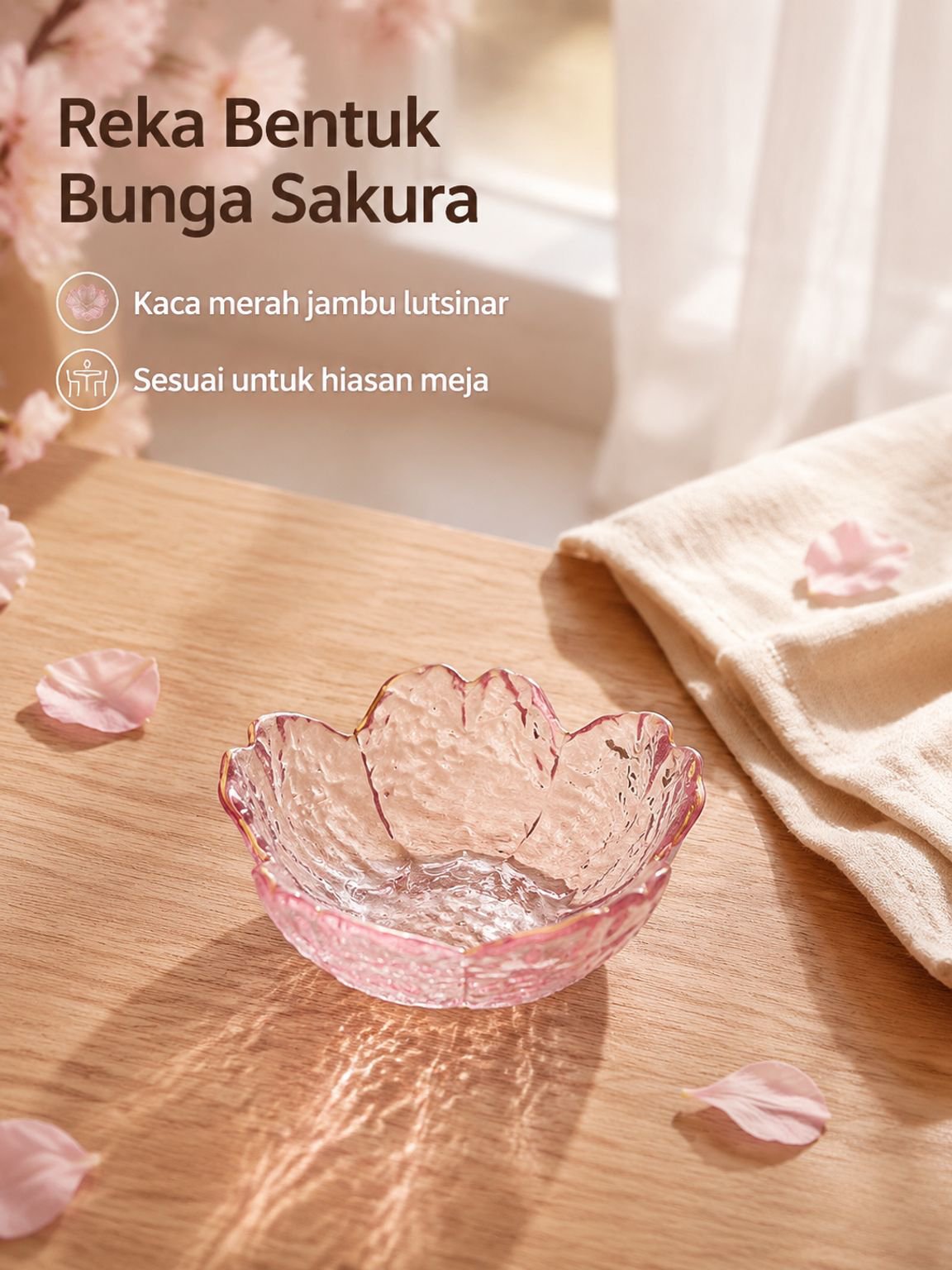 Japanese Style Pink Gold Rim Glass Small Plate Seasoning Sauce Plate