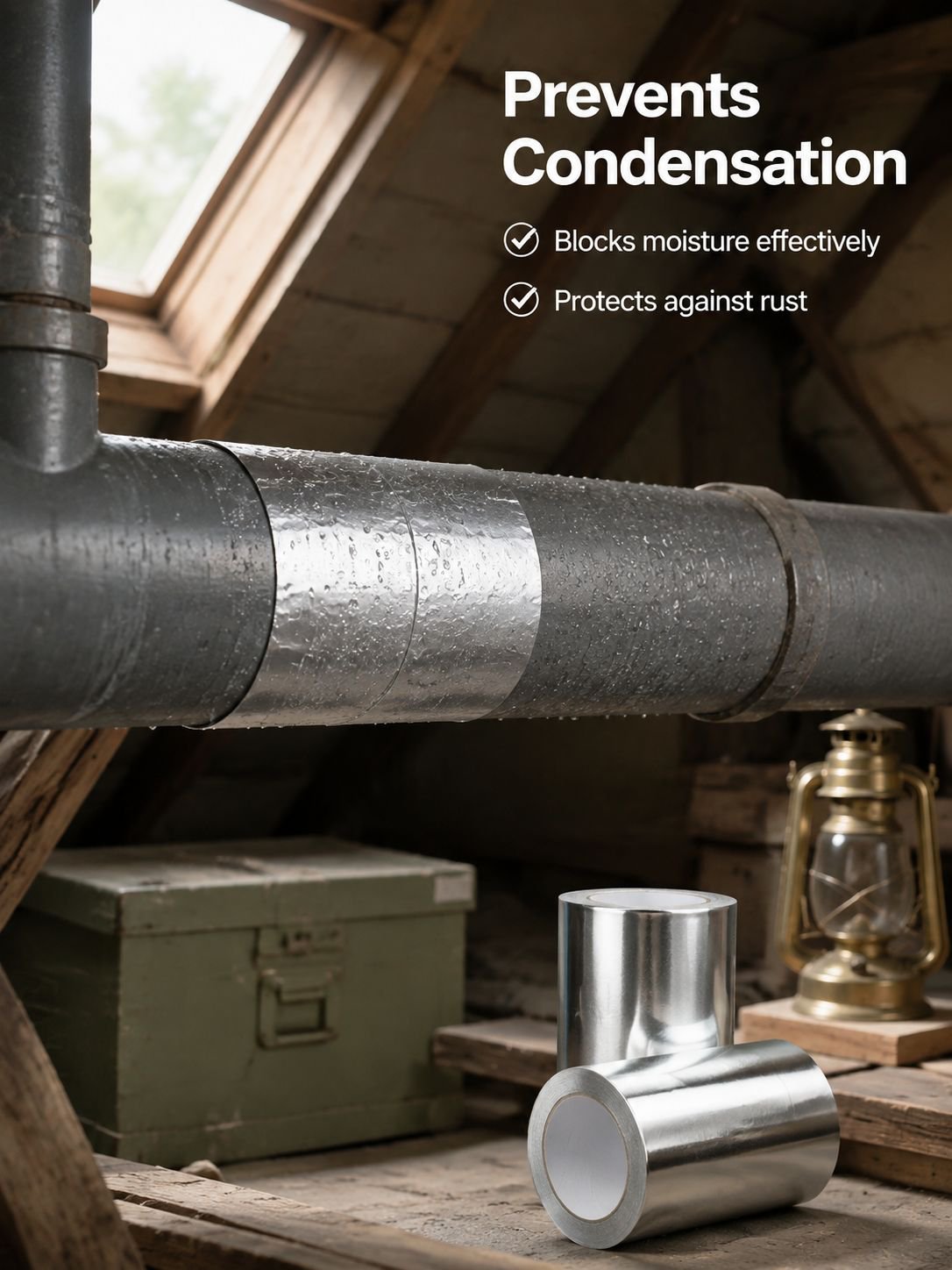 Waterproof conductive aluminum tape sealing a pipe joint