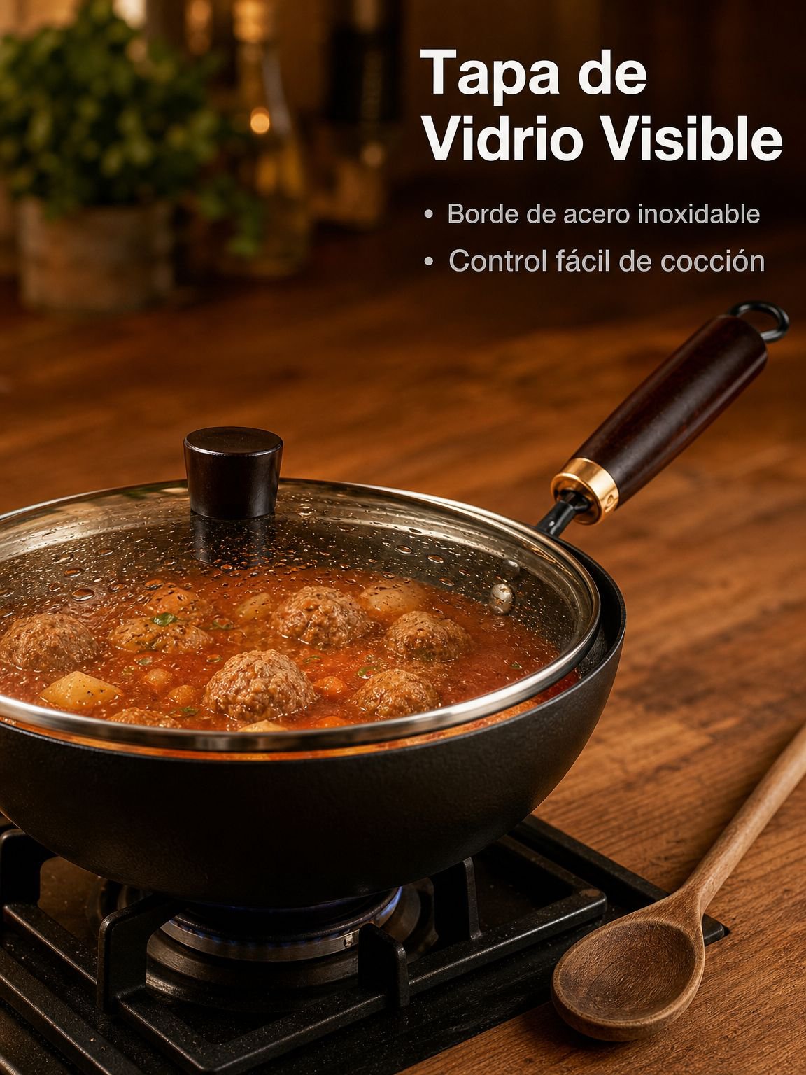 Cacerola de hierro fundido con textura martillada
