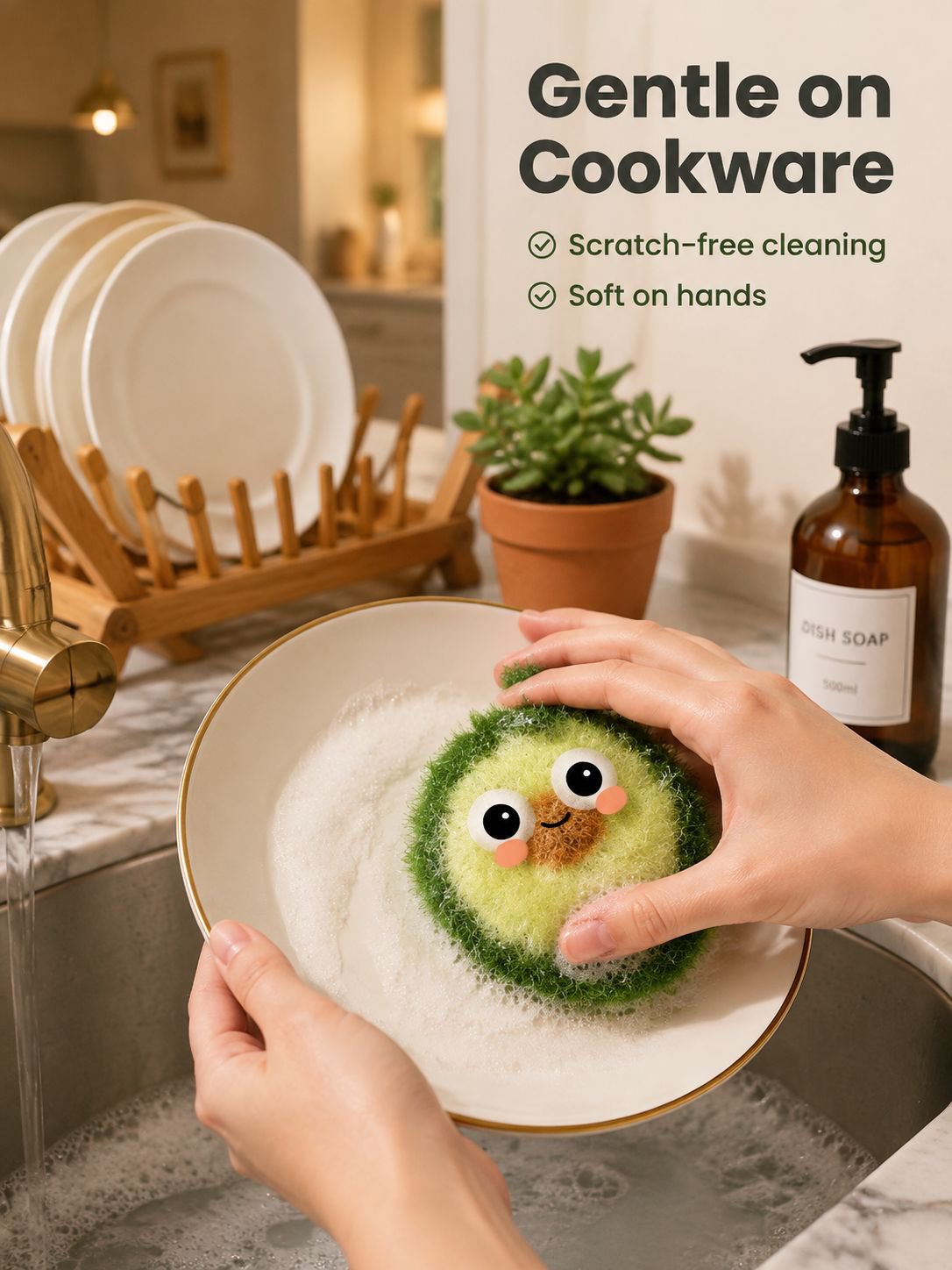 Avocado Non-Sticking Kitchen Cleaner shown with a clean kitchen counter