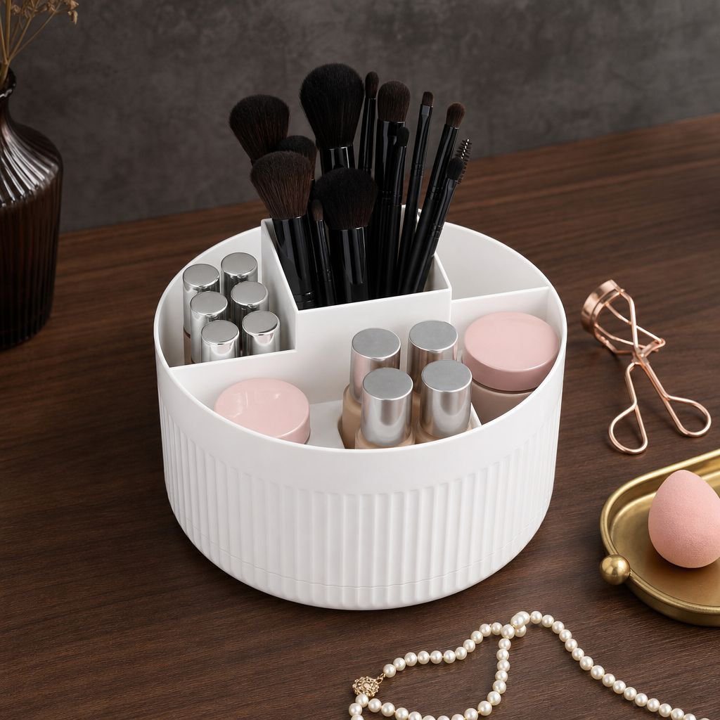 Multi-functional Rotating Makeup Shelf, Desktop Brush & Pencil Holder