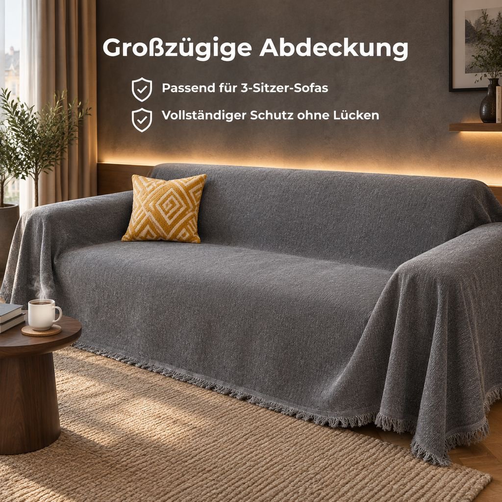  Chenille Sofaüberwurf Schlicht Einfarbig Ganzjahres Sofadecke