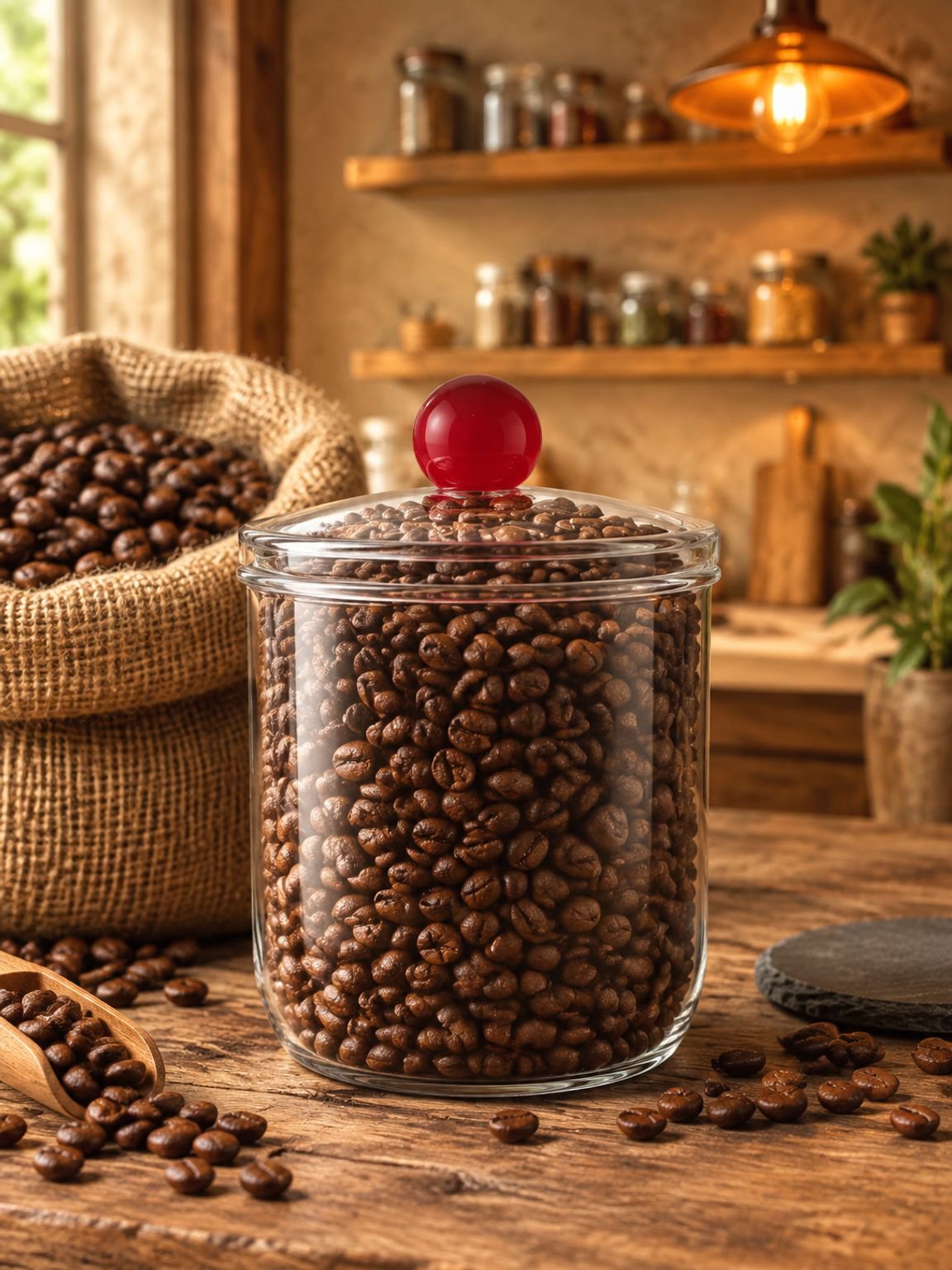 Recipiente para almacenar granos de café
