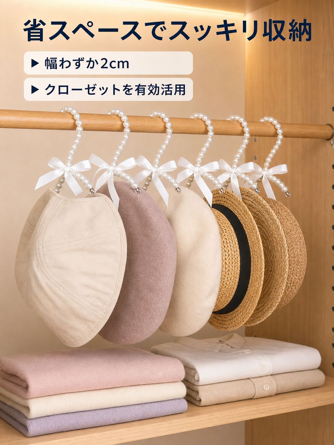 パール製の帽子フック