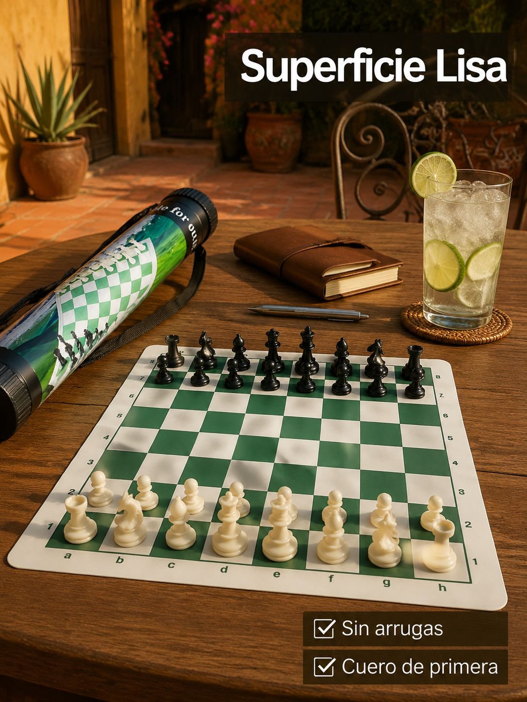 Juego de ajedrez tipo cubo portátil y plegable  con un tablero de ajedrez de cuero