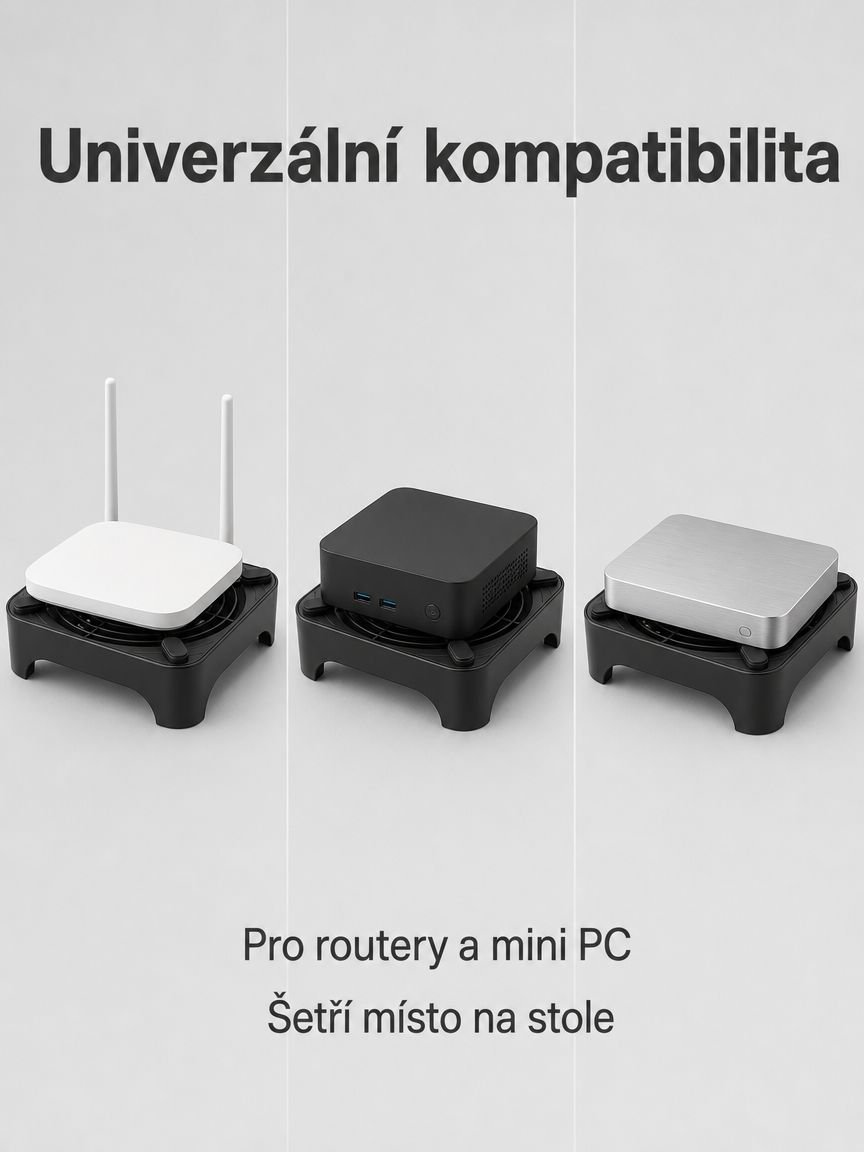 Chladič pro router, optický modem a mini PC, USB stolní stojan, vylepšené chlazení