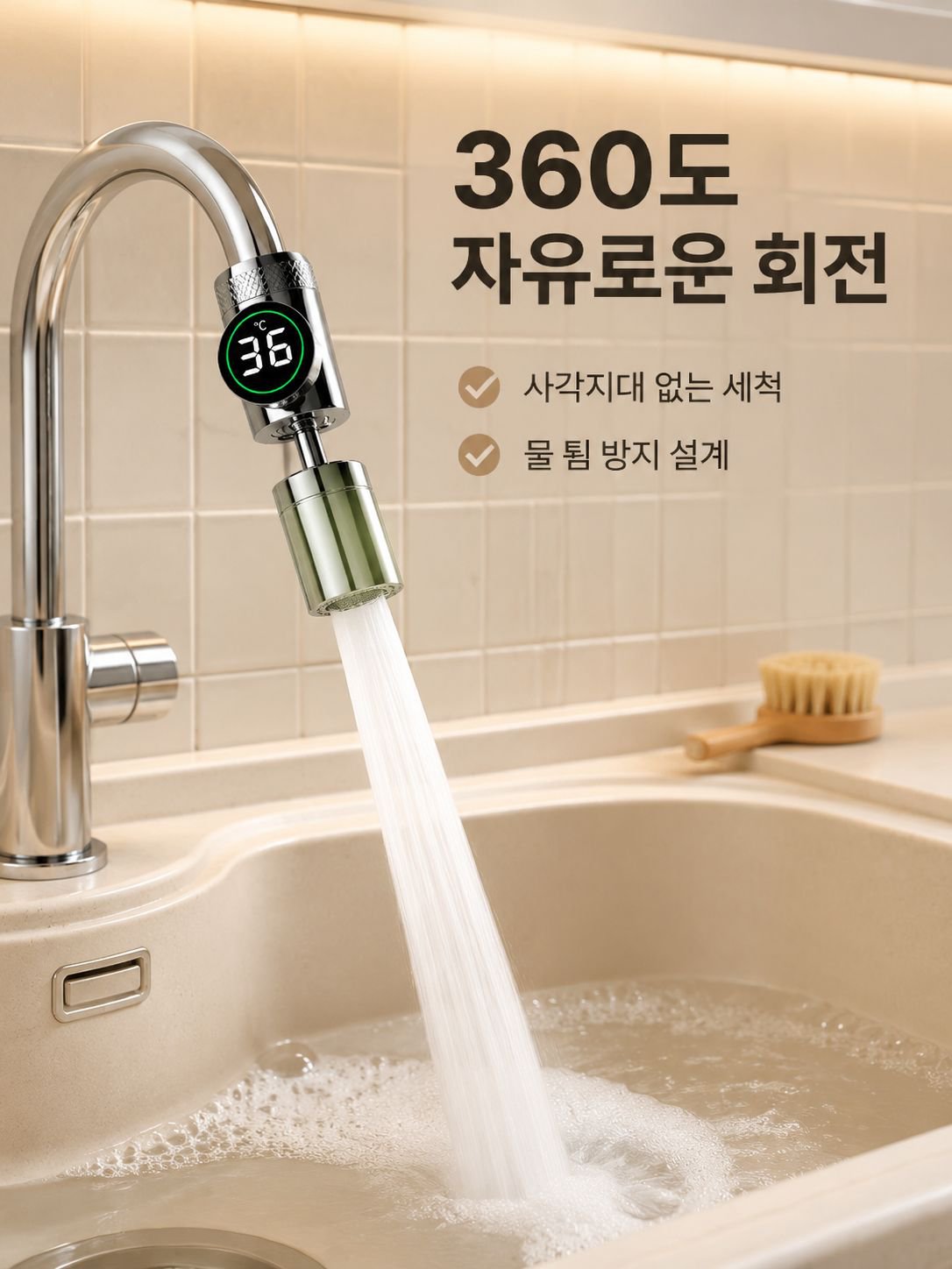 Rotatable Faucet Spout Extender for Easy Sink Cleaning