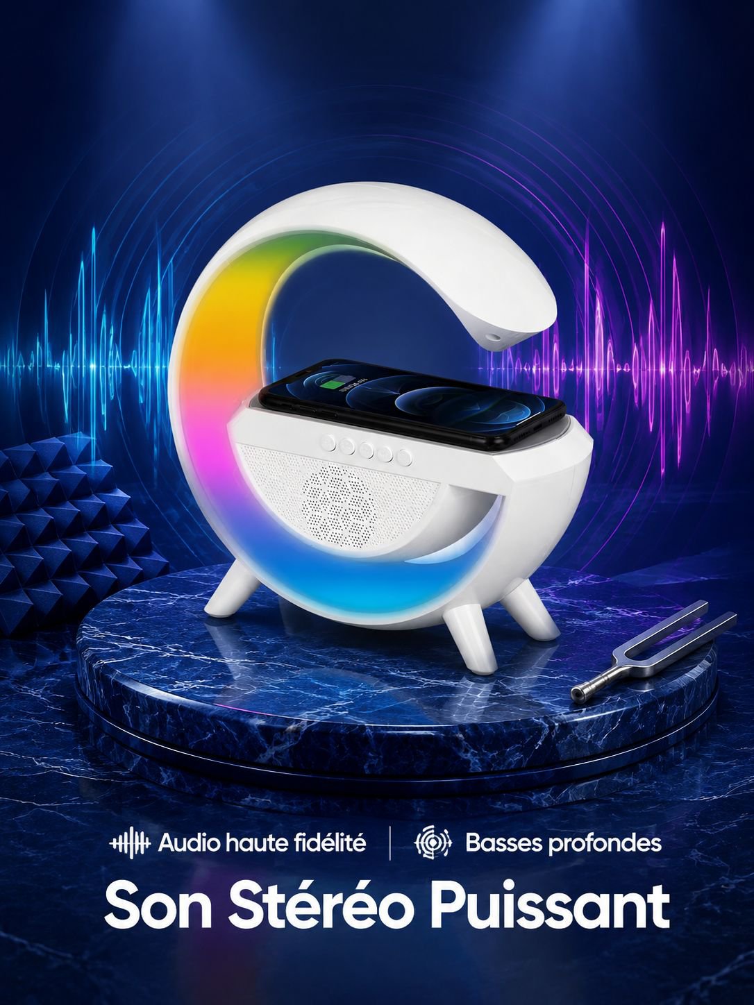 Enceinte Bluetooth avec veilleuse d’ambiance sans fil